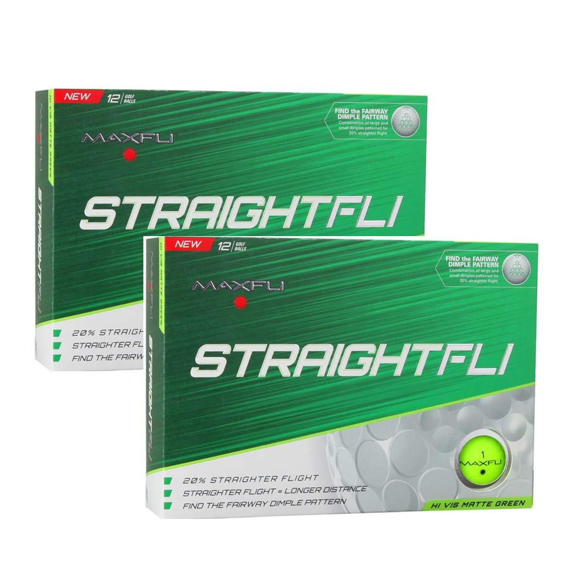 Maxfli StraightFli Golf Balls - Longer Straight Flight Distance (Matte Hi-Vis Green - 24 Balls)
