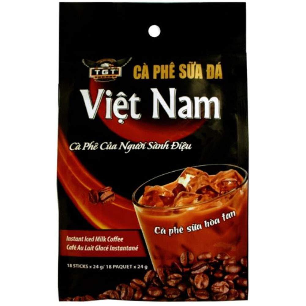 TGT Instant Iced Milk Coffee, The Original Vietnamese Instant Coffee Mix, Café Sữa Hòa Tan, Coffee Packets Single Serve, 18 Packets x 24g, Pack of 1