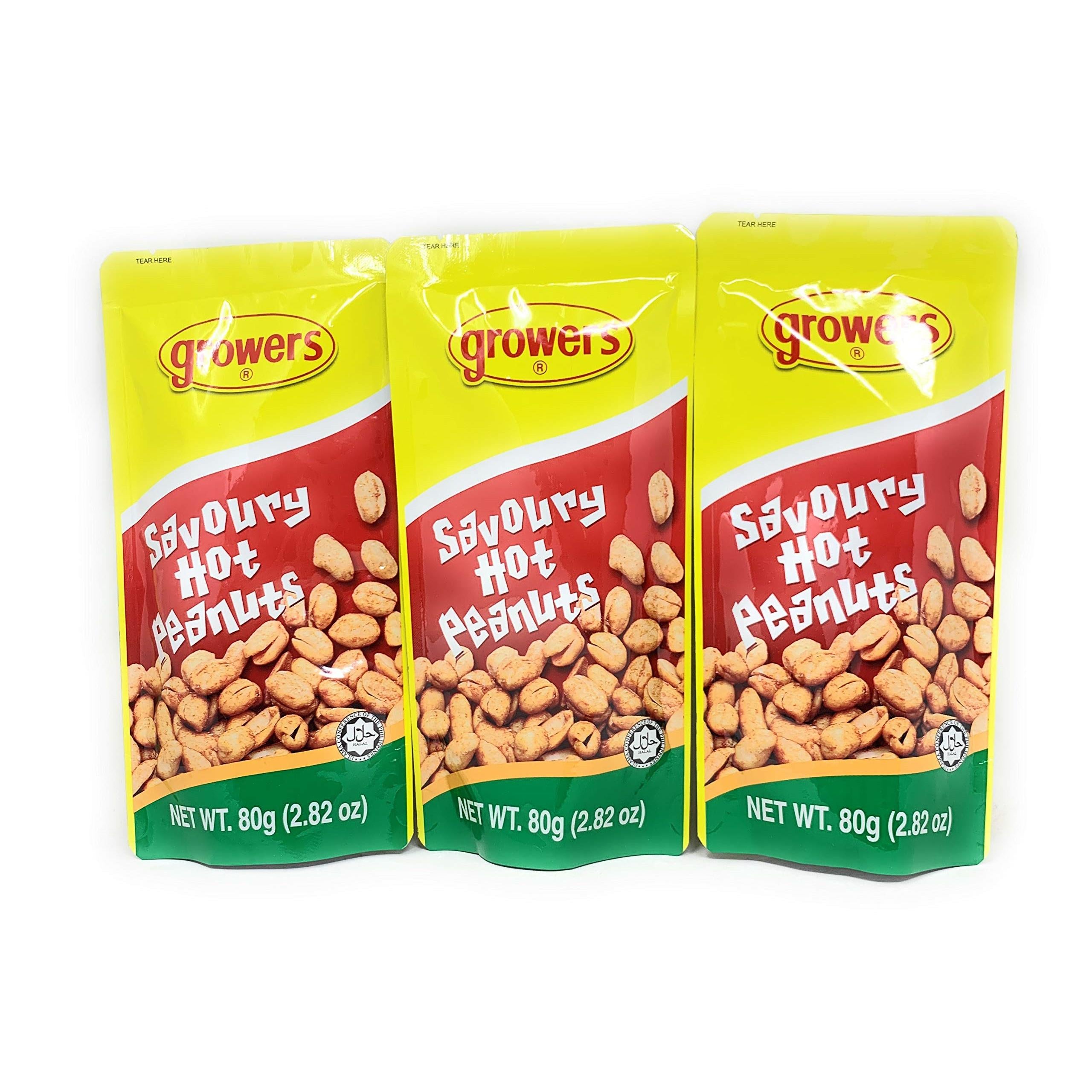 Growers Savory Hot Peanuts 80g (2.82oz) 3 Pack