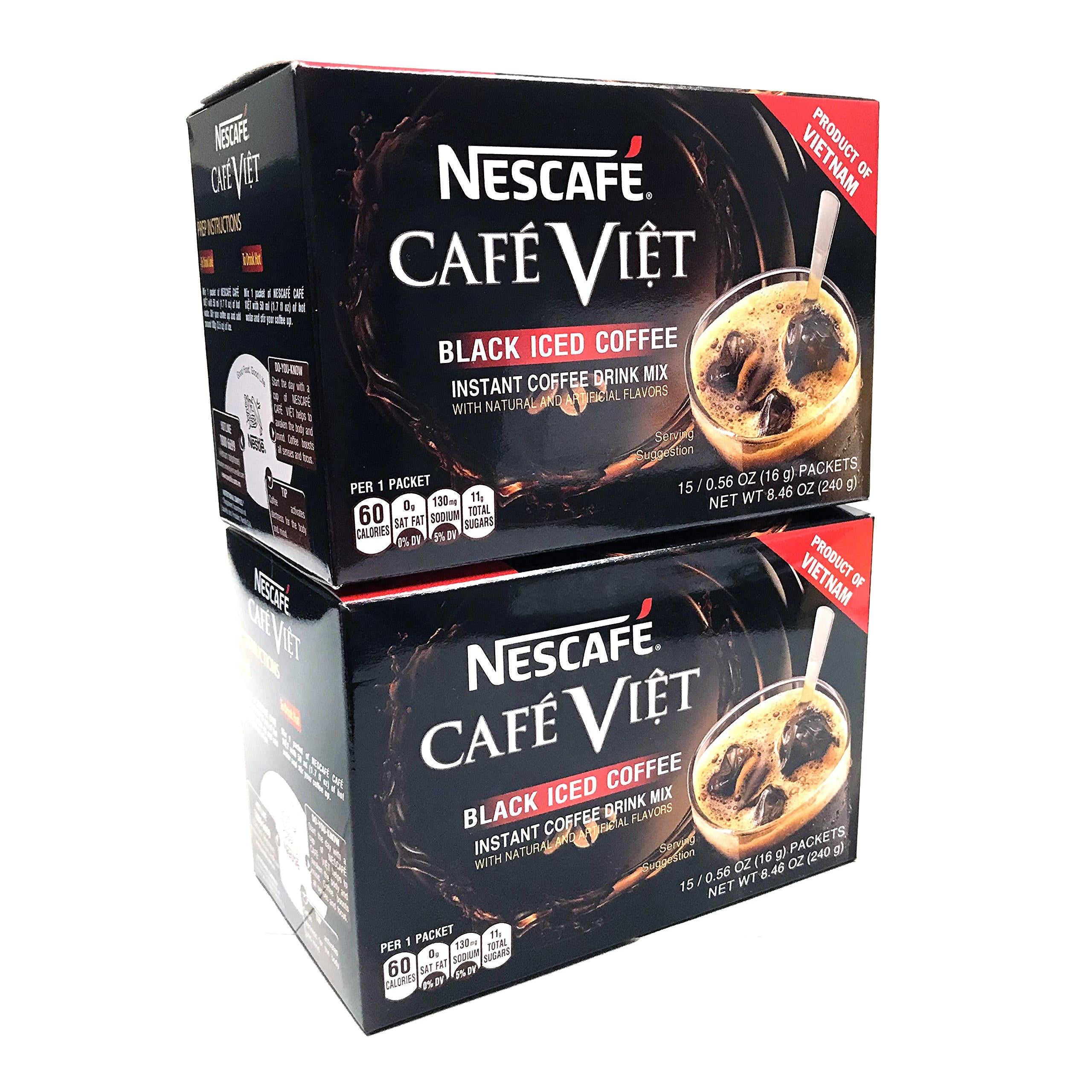 Nescafe Cafe Viet Black Iced Coffee Instant Coffee 15 Packets x 16g, Pack of 2
