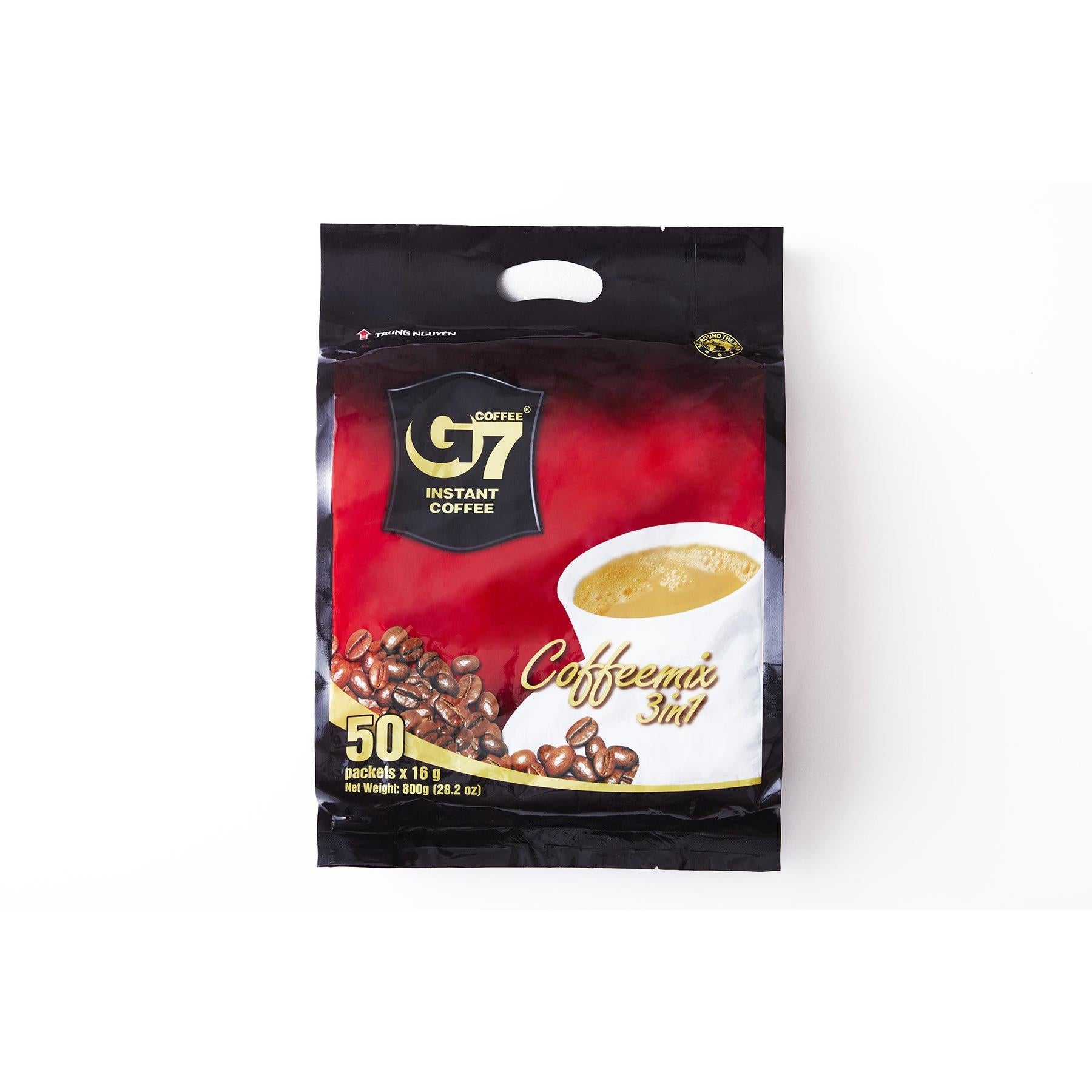 Trung Nguyen G7 3In1 Instant Coffee, 50 Sachets (2 Pack - 100 sachets), Coffee Blend with Creamer and Sugar, (16gr/sachet)