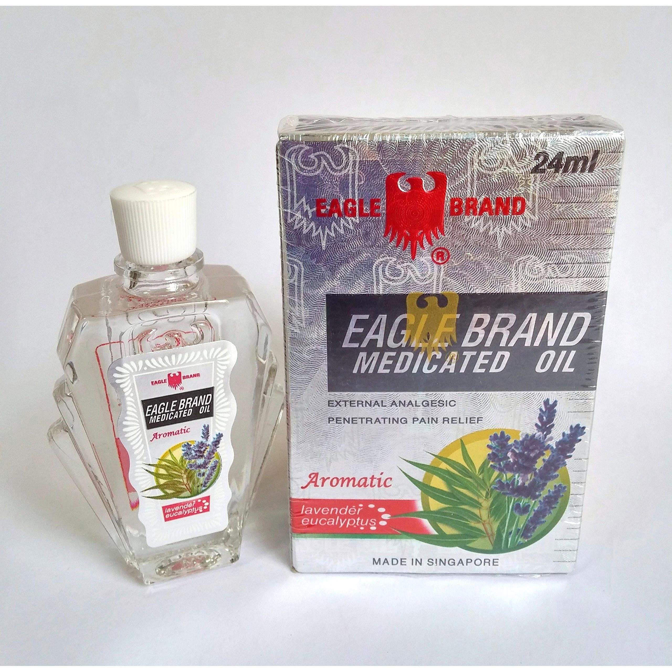 4 Packs - 24ml Eagle Brand Medicated Oil External Analgesic (Aromatic-Lavender Eucalyptus) Dầu gió 24ml 鹰标德国风油精(薰衣草尤加利香味) (四瓶装)