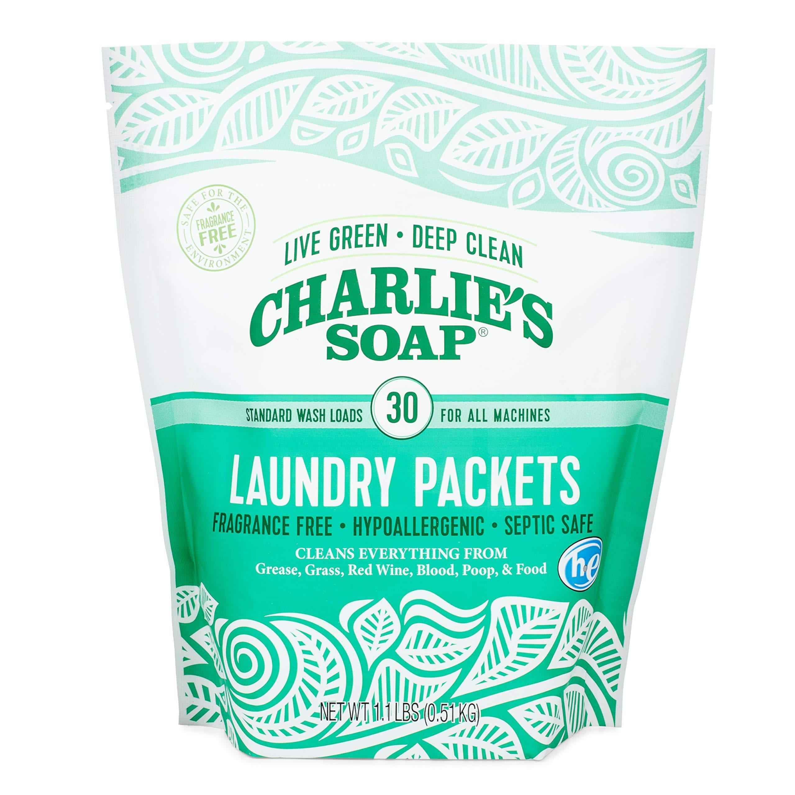Charlie’s Soap – Fragrance Free Powdered Laundry Detergent Packets – 30 Pods (1 Pack)…