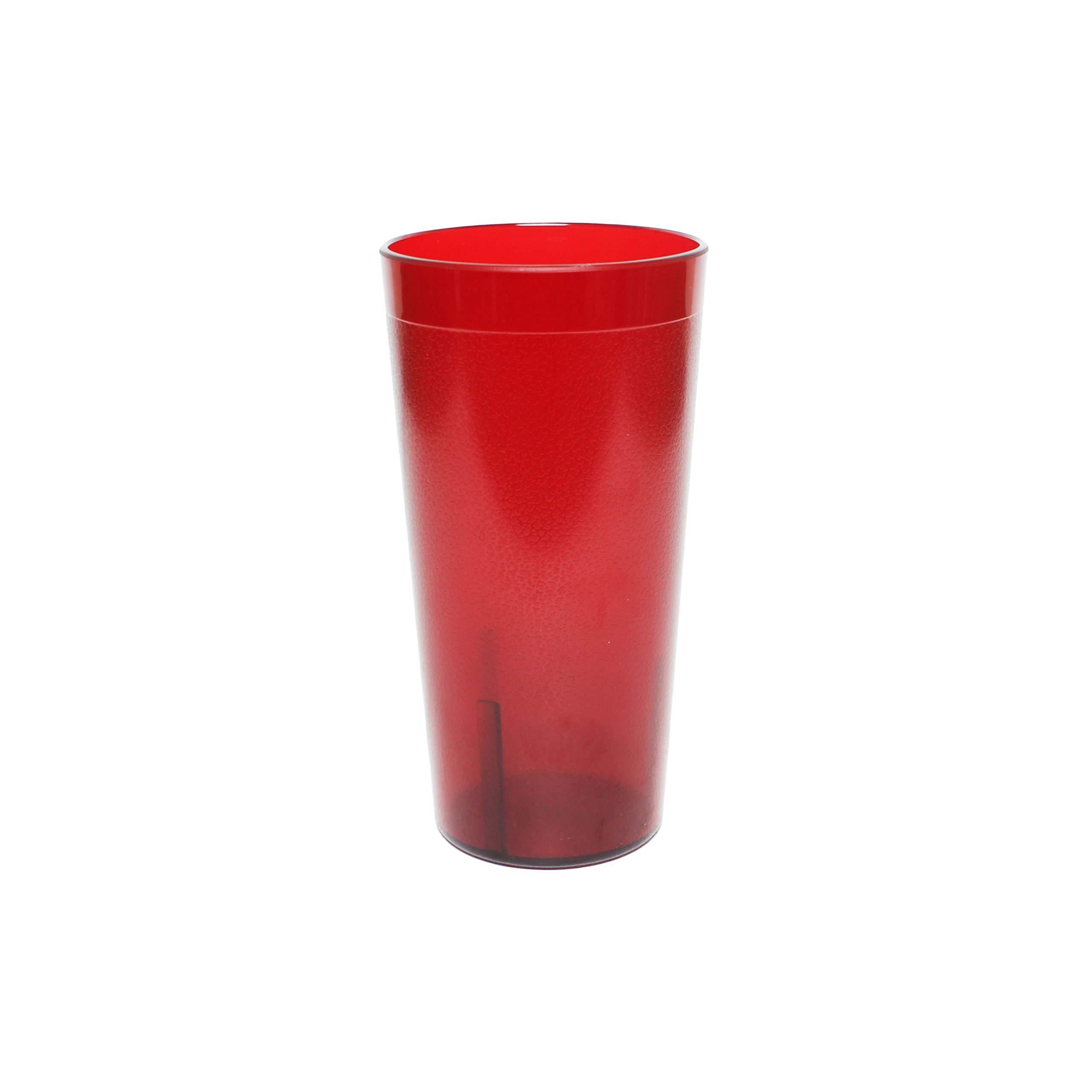 NEW, 20 oz. Restaurant Tumbler Beverage Cup, Stackable Cups, Break-Resistant Commmerical Plastic, Set of 6 - Ruby Red