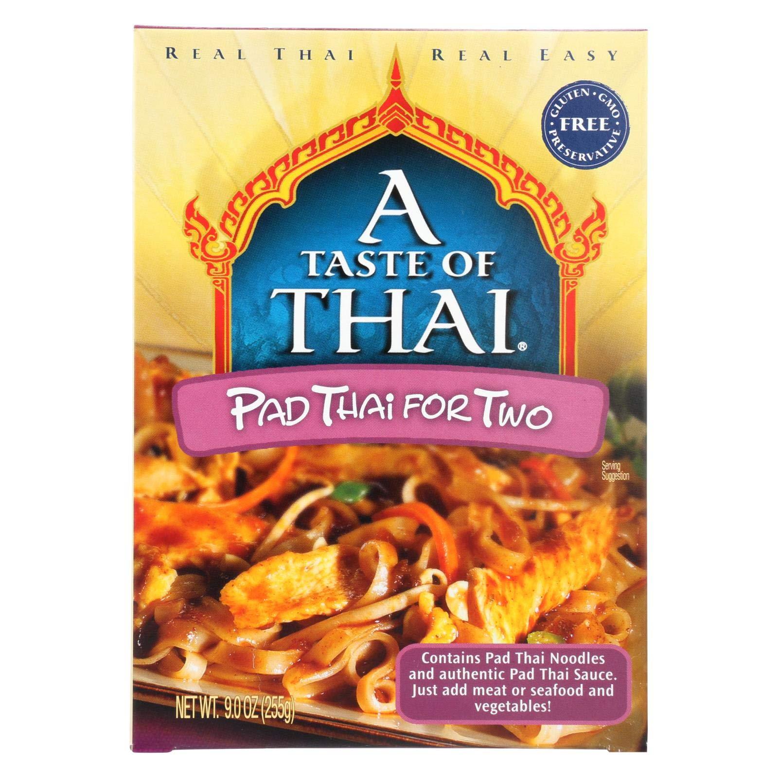 A Taste of Thai Pad Thai for Two Mix, 9oz (Pack of 6) Heat & Eat Kit Includes Instant Noodles & Authentic Pad Thai Sauce, Gluten-Free