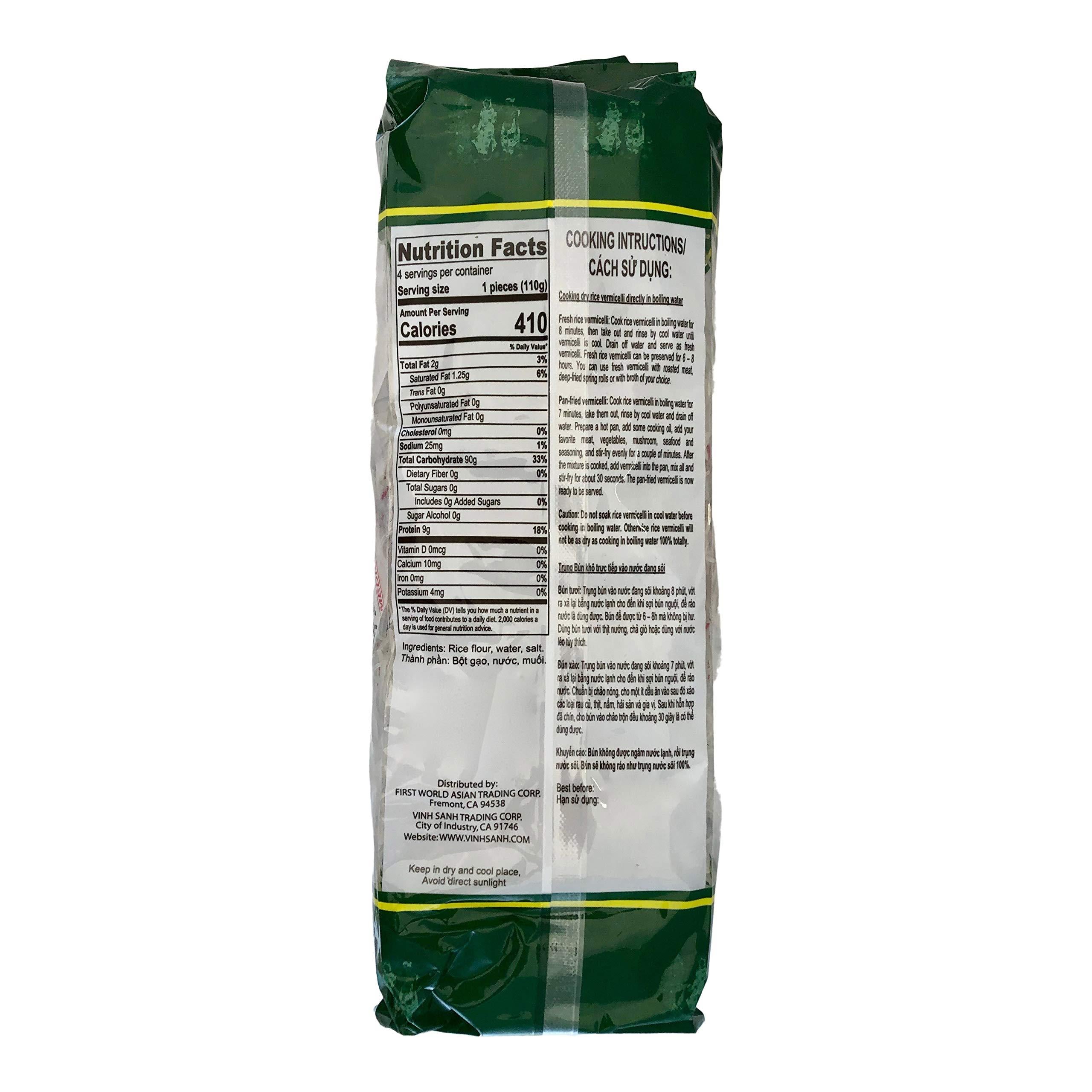 Three Ladies Brand Vietnamese Rice Vermicelli, Medium Size Noodles, 1 Pound Bag, [Pack of 2]