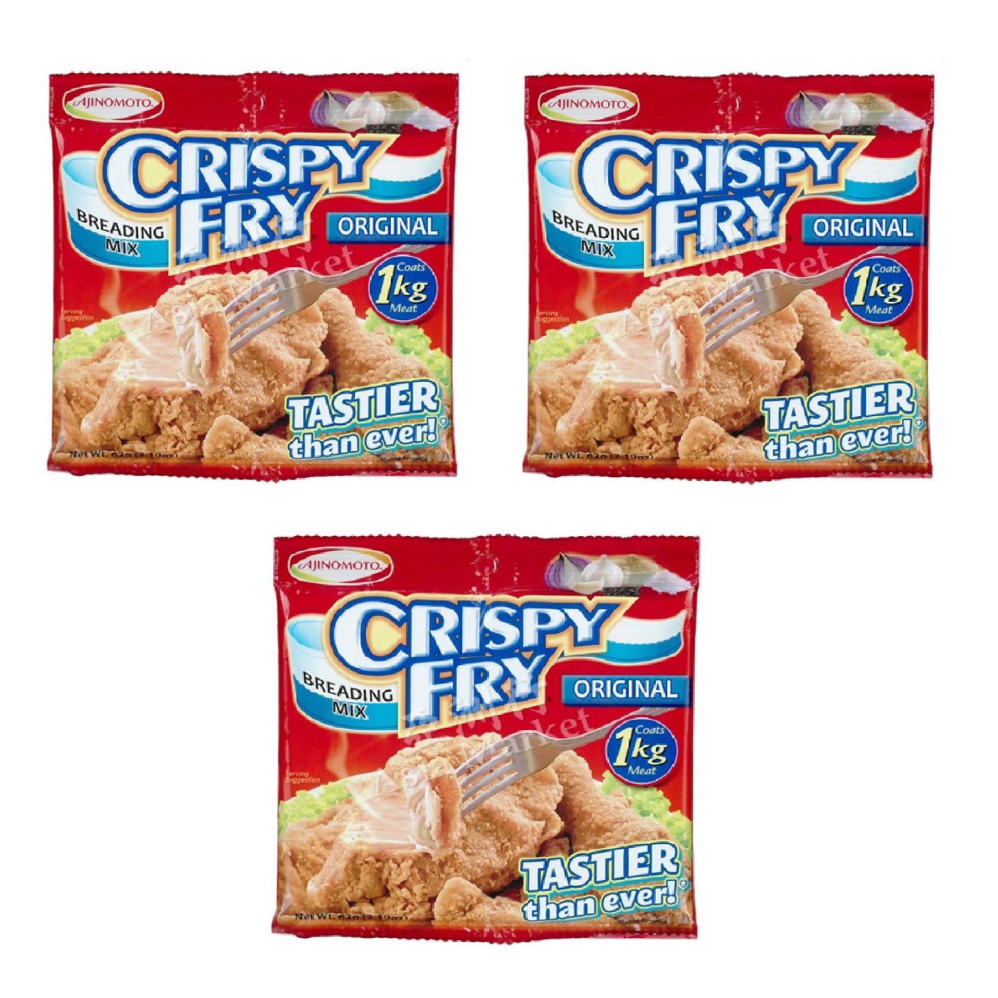Three [3] Packs, Ajinomoto Crispy Fry Breading Mix (ORIGINAL) 62 g per pack. Coats 1 kg of Meat for Delicious Crisp Coating