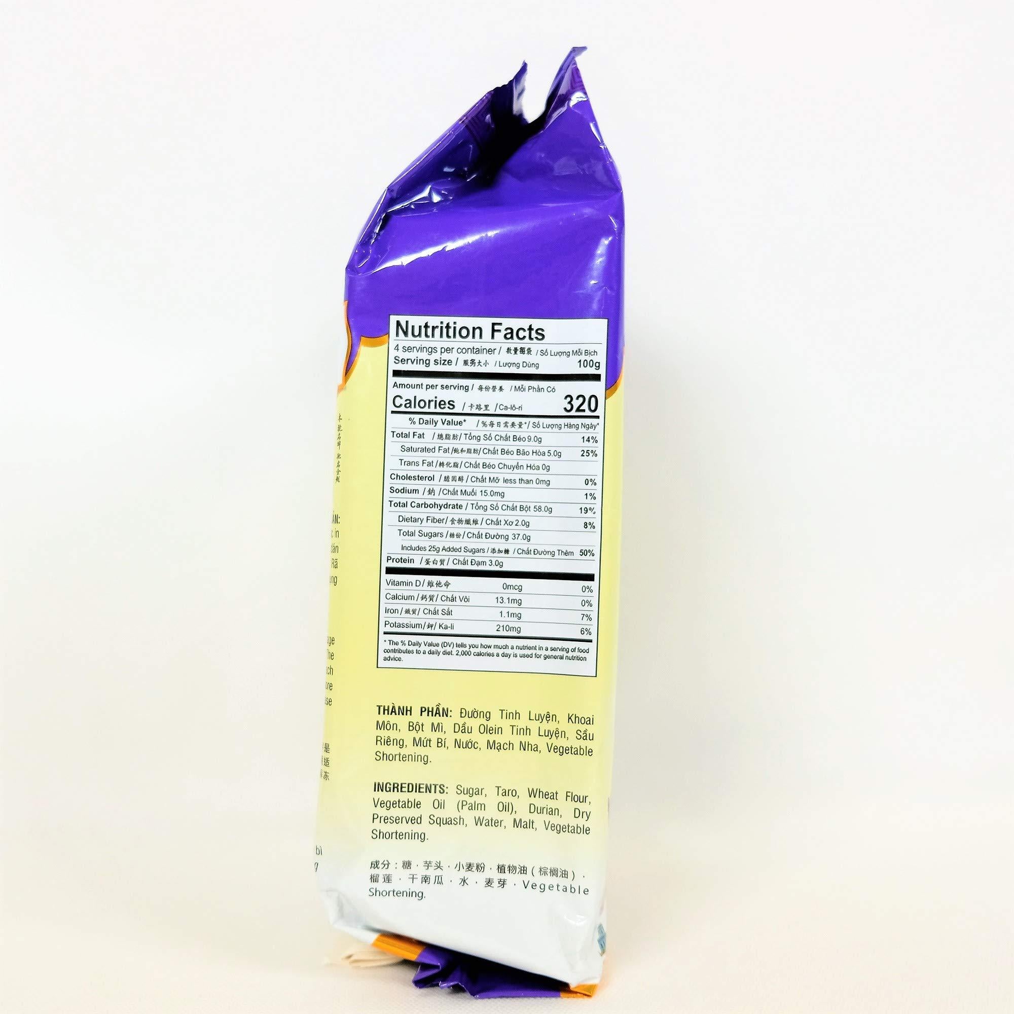 Banh Pia Pia Cake Hopia Cake Tan Hue Vien - Saigon Gourmet, Taro & Durian Flavors, 14 Oz, [Pack of 1]