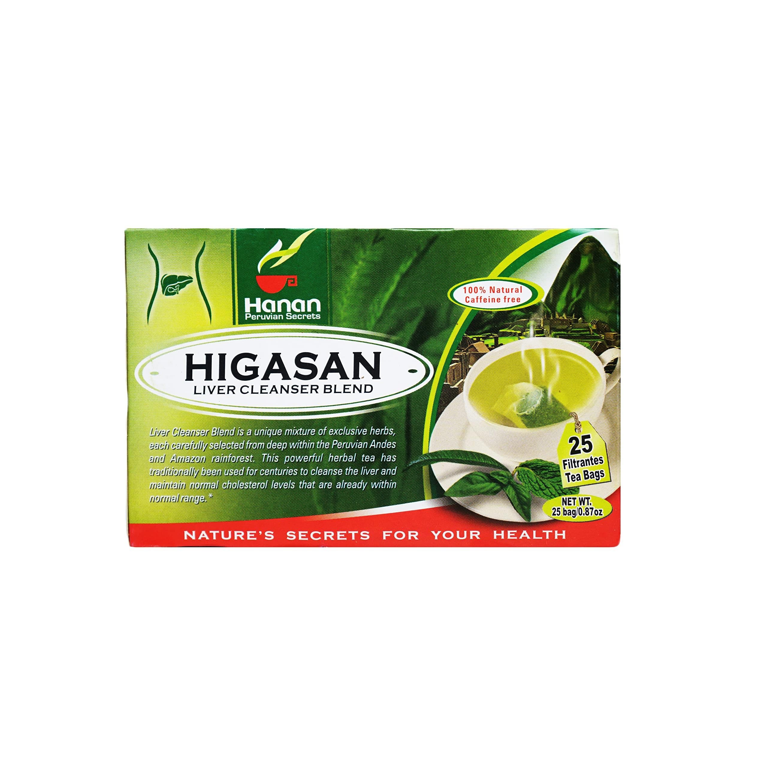 Hanan Peruvian Secrets Higasan Herbal Tea | 100% Natural Liver Cleanser | 25 Tea Bags | Naturally Aids in Cleansing the Liver and Maintaining Healthy Cholesterol Levels