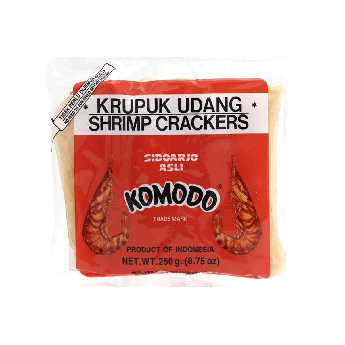 Komodo Krupuk Udang (Shrimp Crackers Large Disks Not Yet Fried) - Komodo Kroepoek Ongebakken Grote Schijven 8 Oz -227gm (Pack of 2)