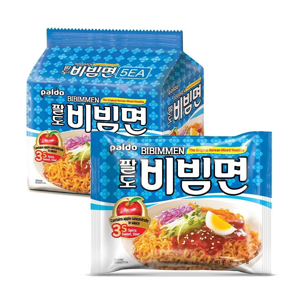 Paldo korean Bibim-myun, Cold Noodle instant ramen, sweet spicy sauce, 130g (Pack of 20)