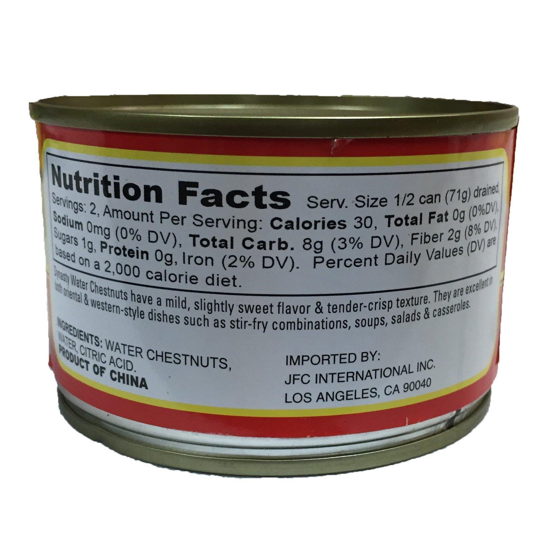 Dynasty Kosher Canned Water Chestnuts 8oz per Can (Whole, 2 Can)