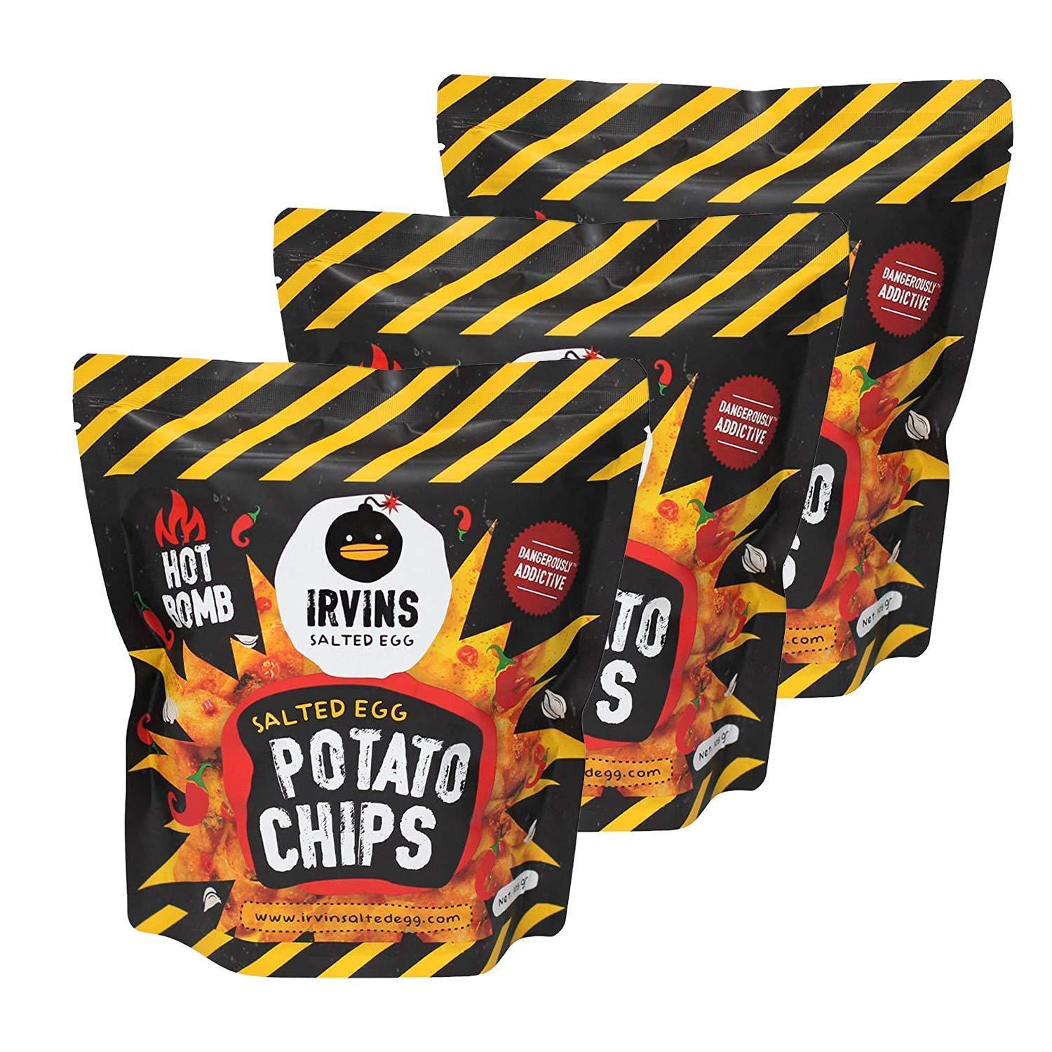 IRVINS Hot Boom Spicy Salted Egg Potato Chips 105g (Pack of 3)
