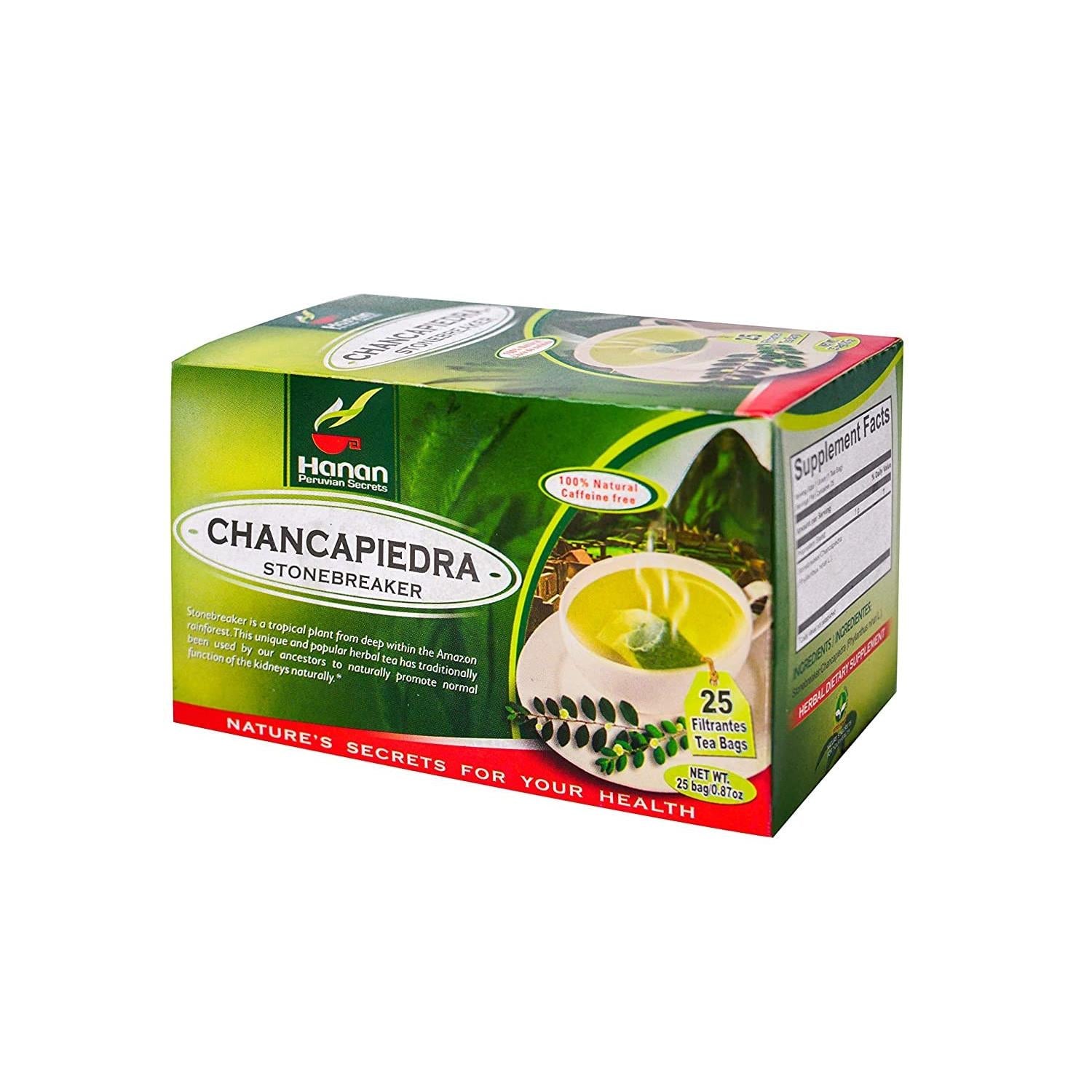 Hanan Peruvian Secrets Chancapiedra Herbal Tea | 100% Natural Stonebreaker | 25 Tea Bags | Aids in Promoting Normal Kidney Function Naturally