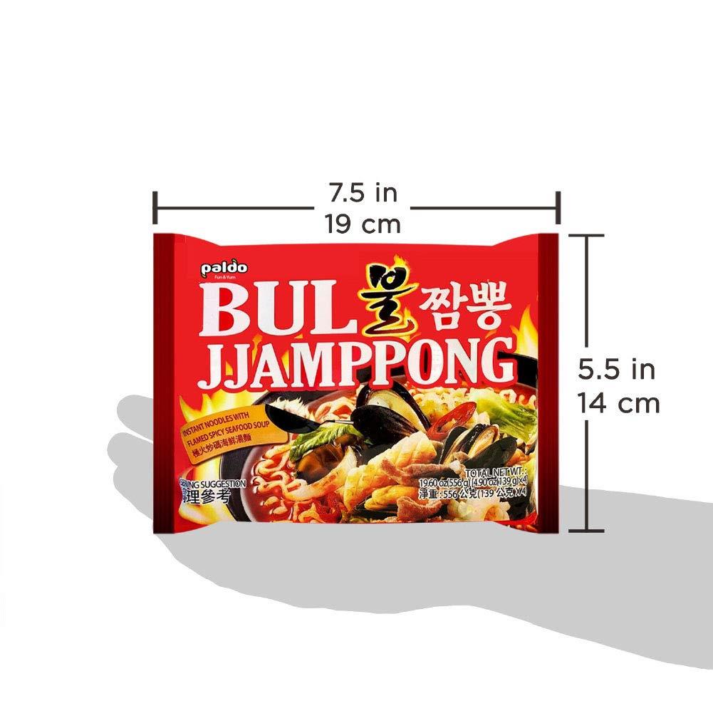 Paldo Fun & Yum Bul Jjamppong Instant Noodles with Soup, Spicy Seafood Based Broth, Best Oriental Style, Original Korean Ramyun, Spicy Ramen Challenge, K-Food, 팔도 불짬뽕 115g x 8 Pack