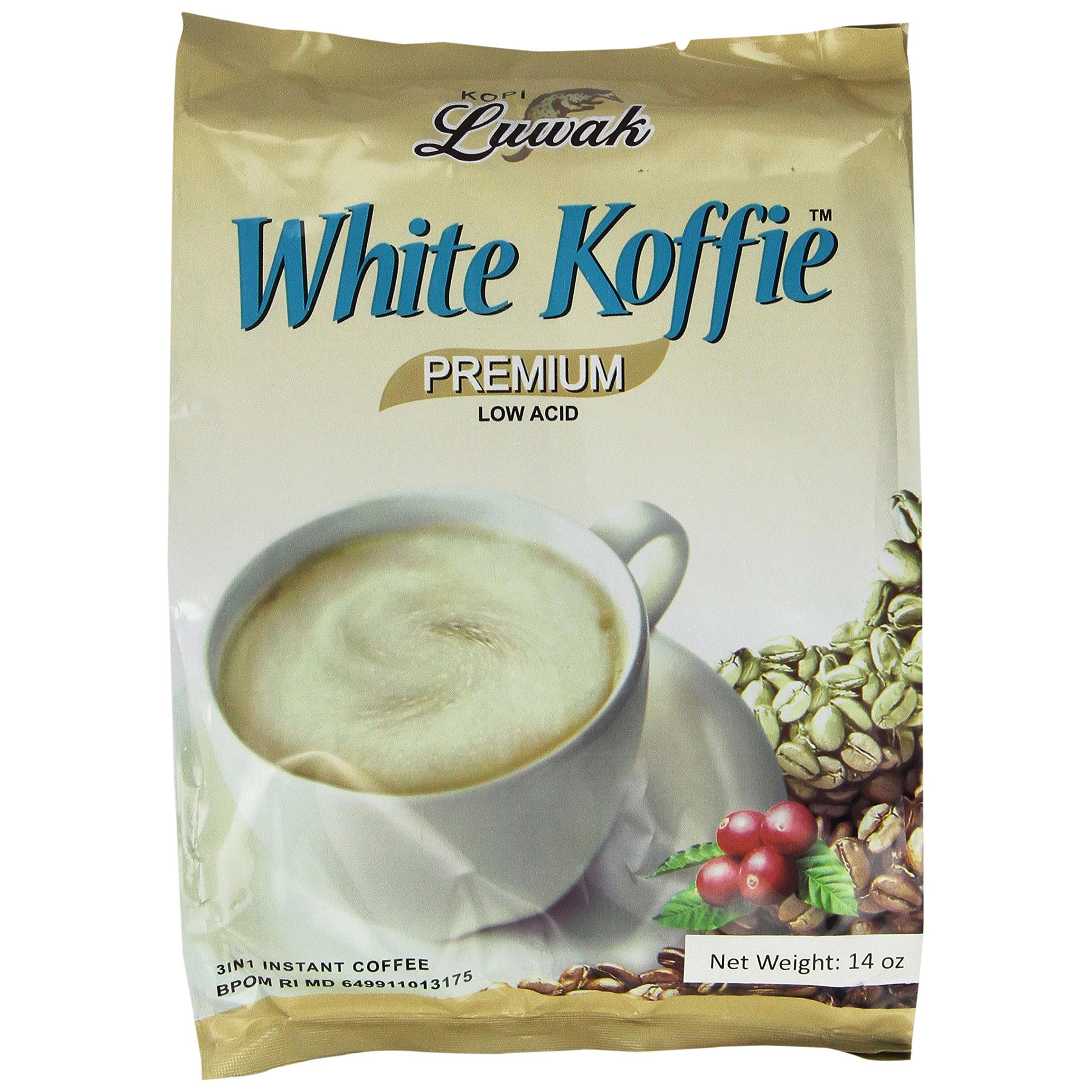 LUWAK White Koffie LOW ACID (3in1) Instant Coffee 13.5oz, Pack of 20 sachets