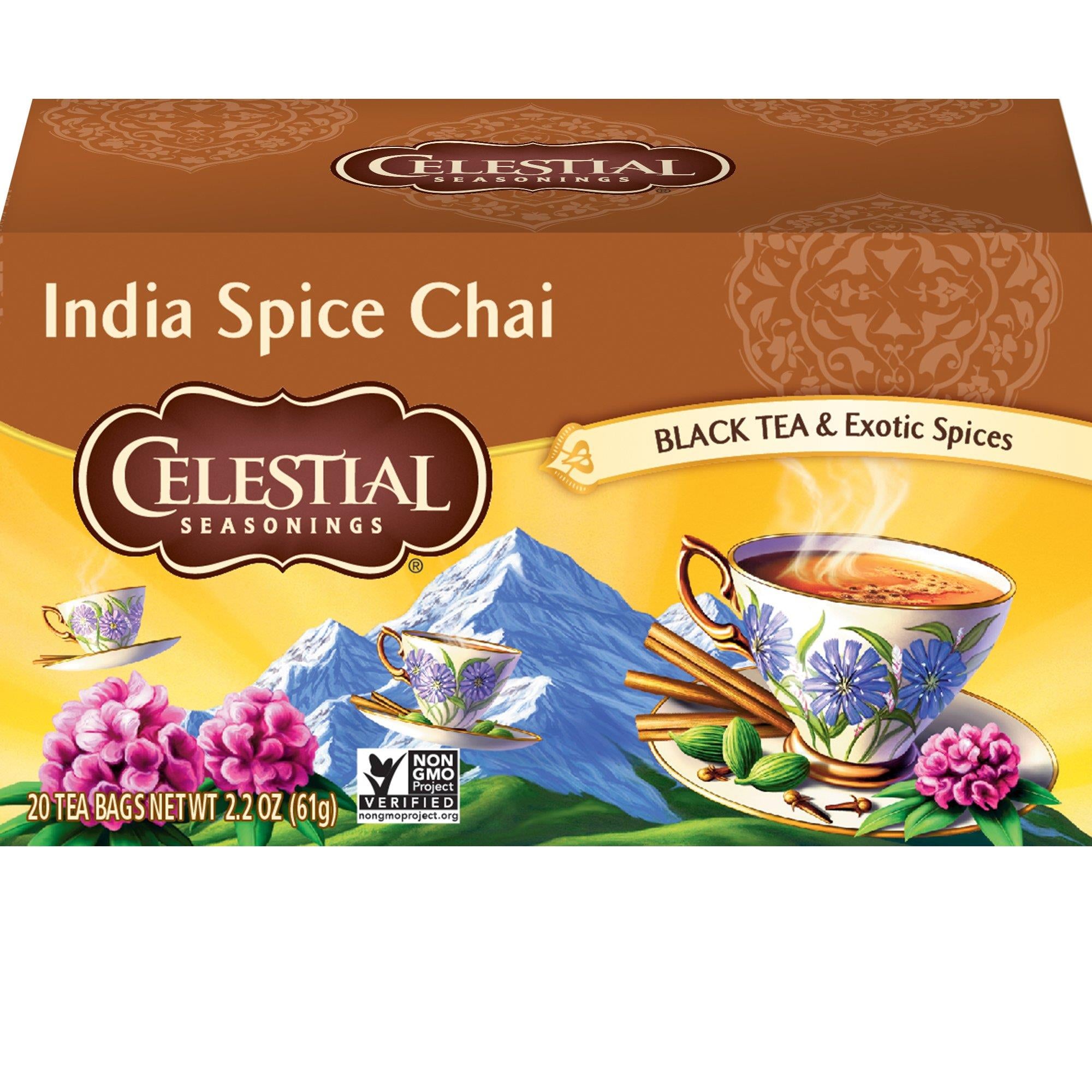 Celestial Seasonings Black Tea, Chai Tea, India Spice, 20 Count (Pack of 6)
