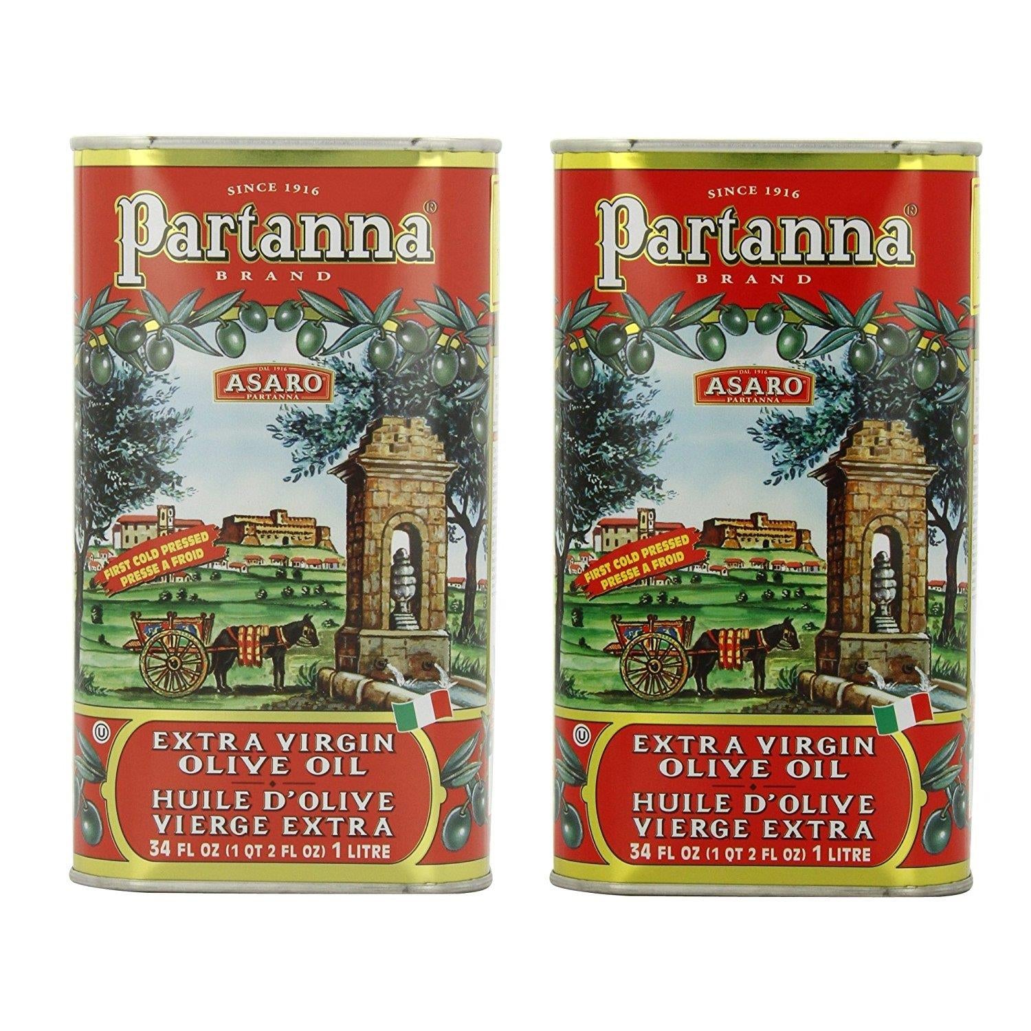 Partanna Extra Virgin Olive Oil, 34 Fl Oz (Pack of 2)