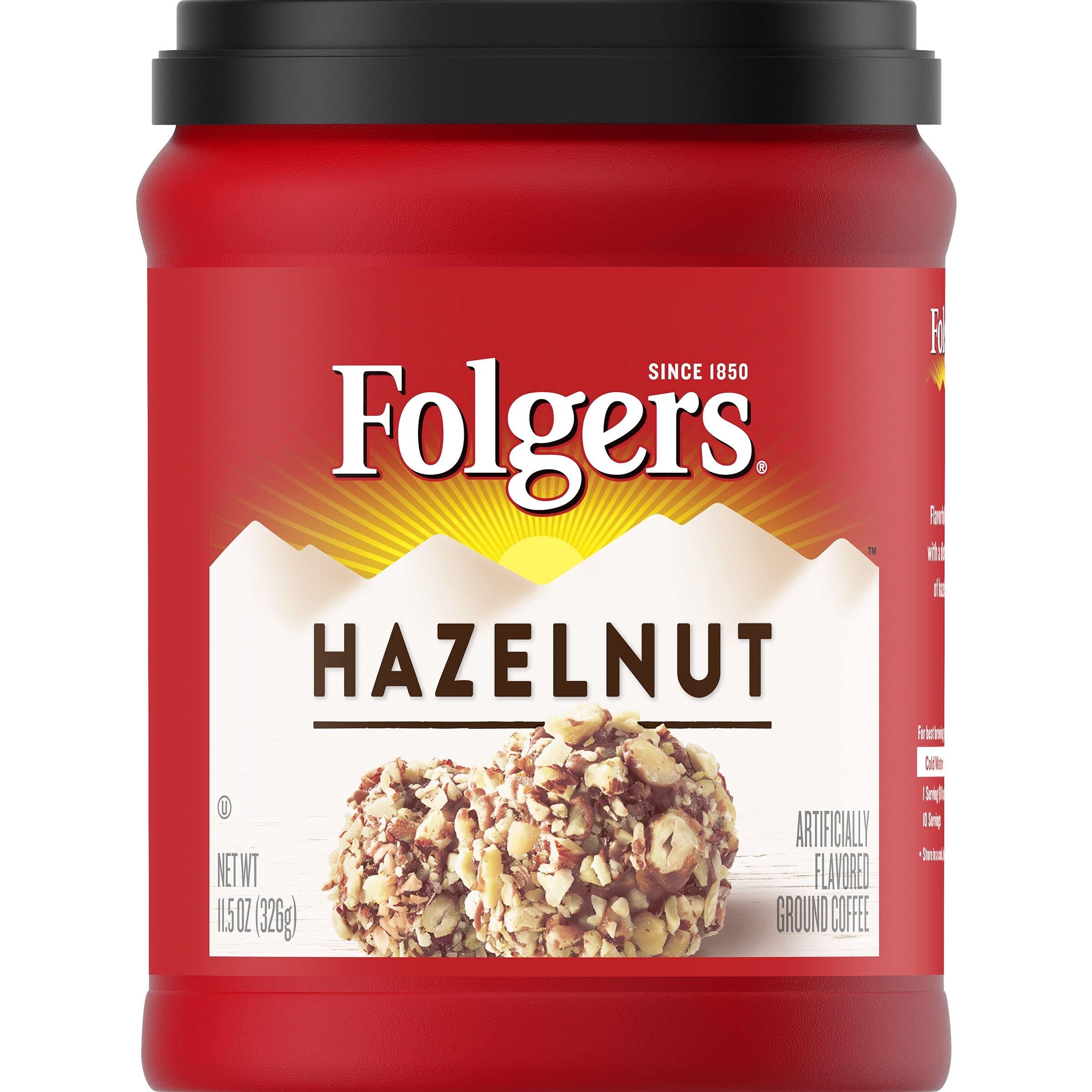 Folgers Hazelnut Flavored Ground Coffee, 11.5 oz (326 g) (Pack of 2)