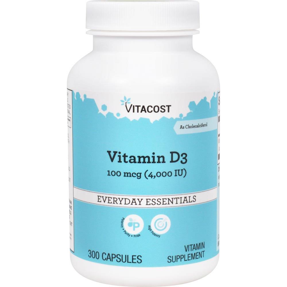 Vitacost Vitamin D3 (as Cholecalciferol) - 4000 IU - 300 Capsules