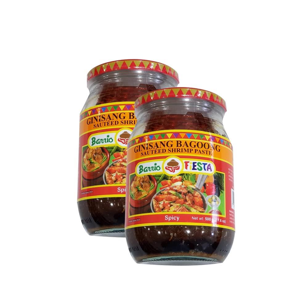 Barrio Fiesta Ginisang Bagoong Sauted Shrimp Paste Spicy Pack of Two 17 Oz Per Jar