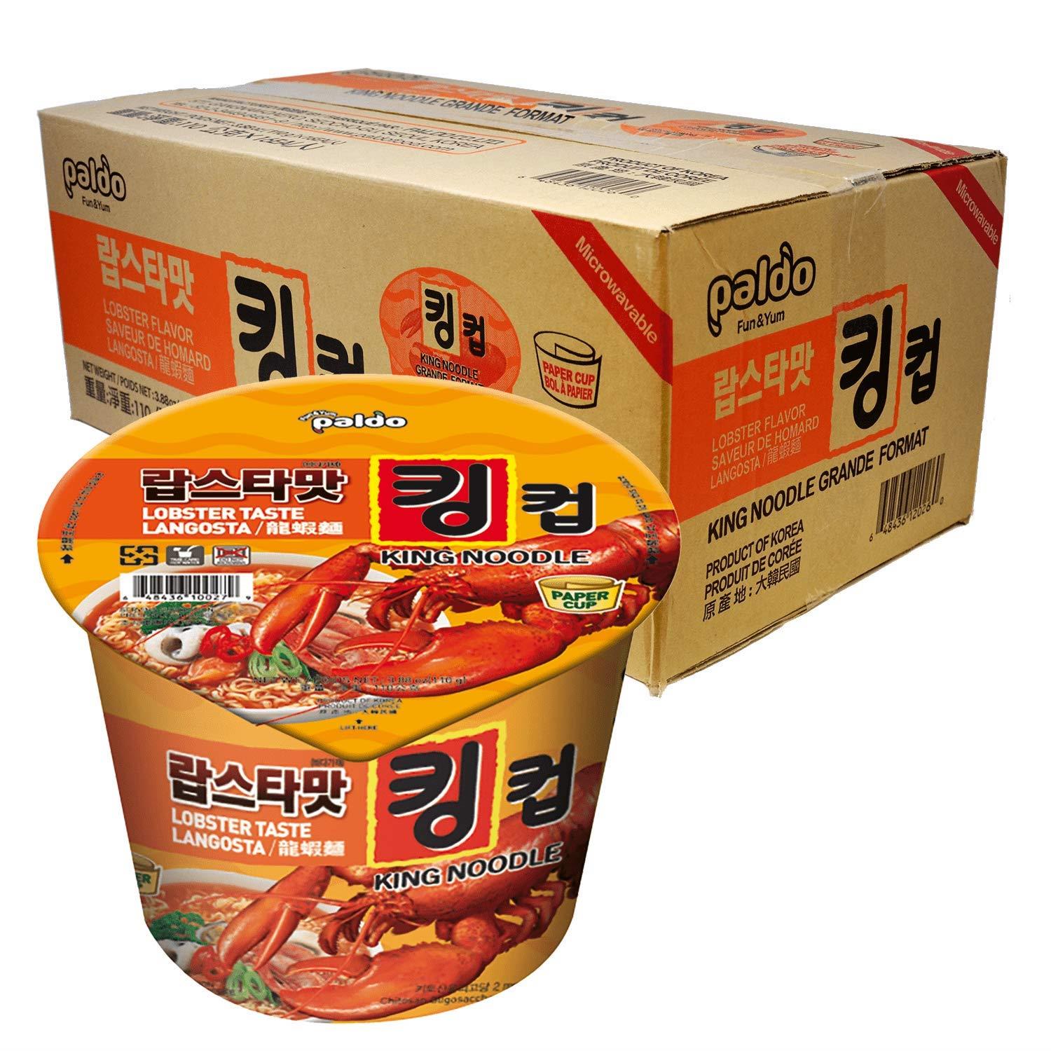 Paldo Fun & Yum Lobster Instant Big Cup Noodles with Soup, Lobster Seafood Flavor Based Broth, Best Oriental Style, Original Korean King Cup Ramyun, 팔도 랍스타맛 킹 컵 110g (3.88 oz) x 6 Pack