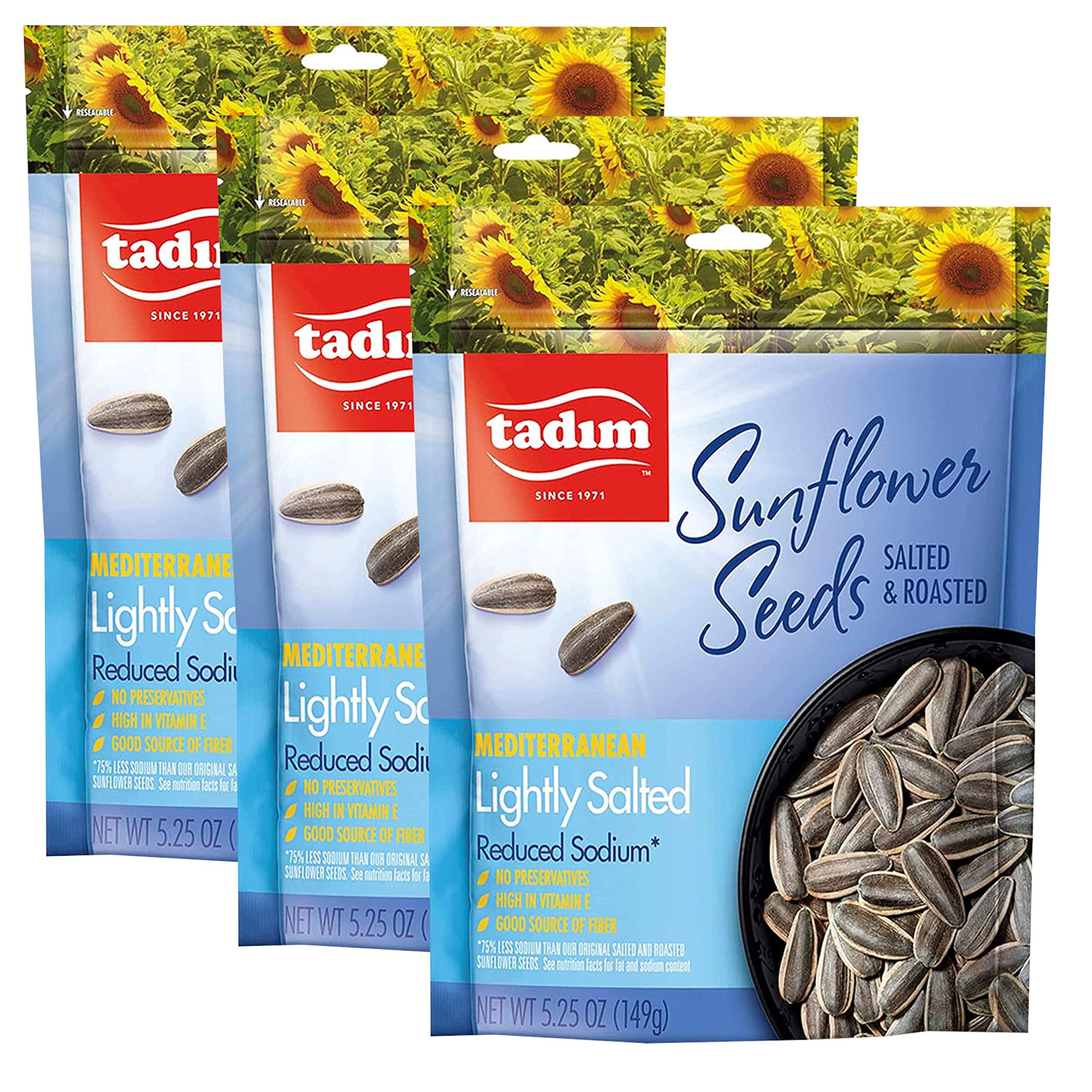 Tadim Mediterranean Black Sunflower Seeds Lightly Salted, 3 Pack (5.25 Ounce Each), Keto Friendly, NON GMO, Vegan