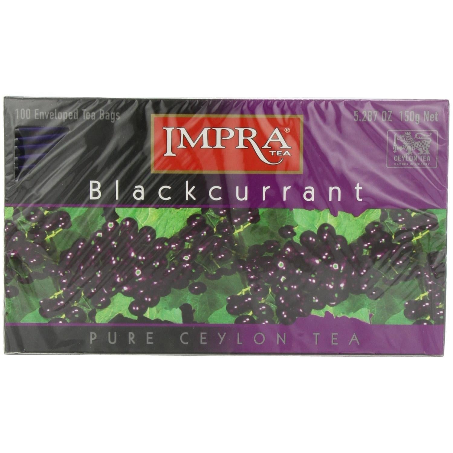 Impra Blackcurrant Pure Ceylon Tea Bags (100 Enveloped Tea Bags)