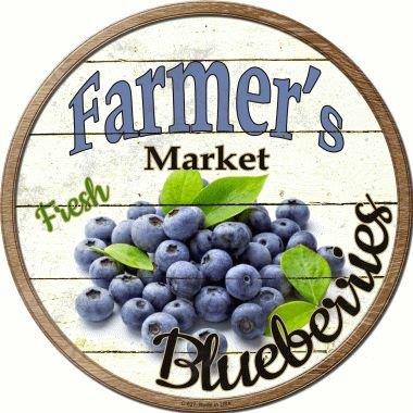 SMART BLONDE Farmers Market Blueberries Novelty Metal Circular Sign C-627