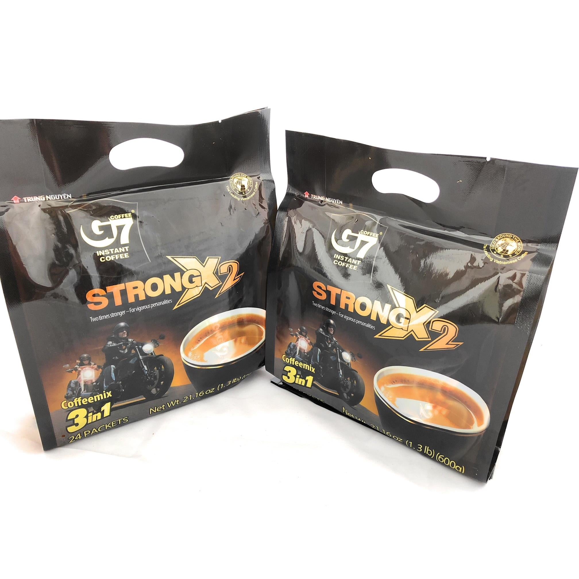 Trung Nguyen - G7 Strong X2 3 In 1 Instant Coffee - 24 sticks - with Creamer and Sugar, Pack of 2 (24 sticks x 25gr/stick)