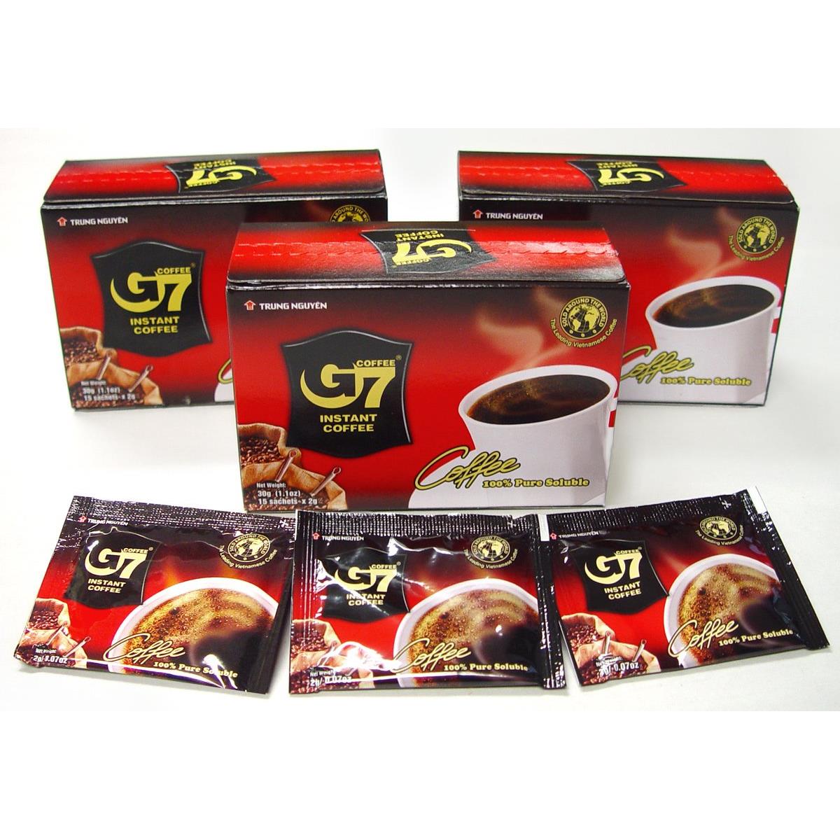 Trung Nguyen G7 - Pure Black Instant Coffee, 45 Servings, Pack of 3