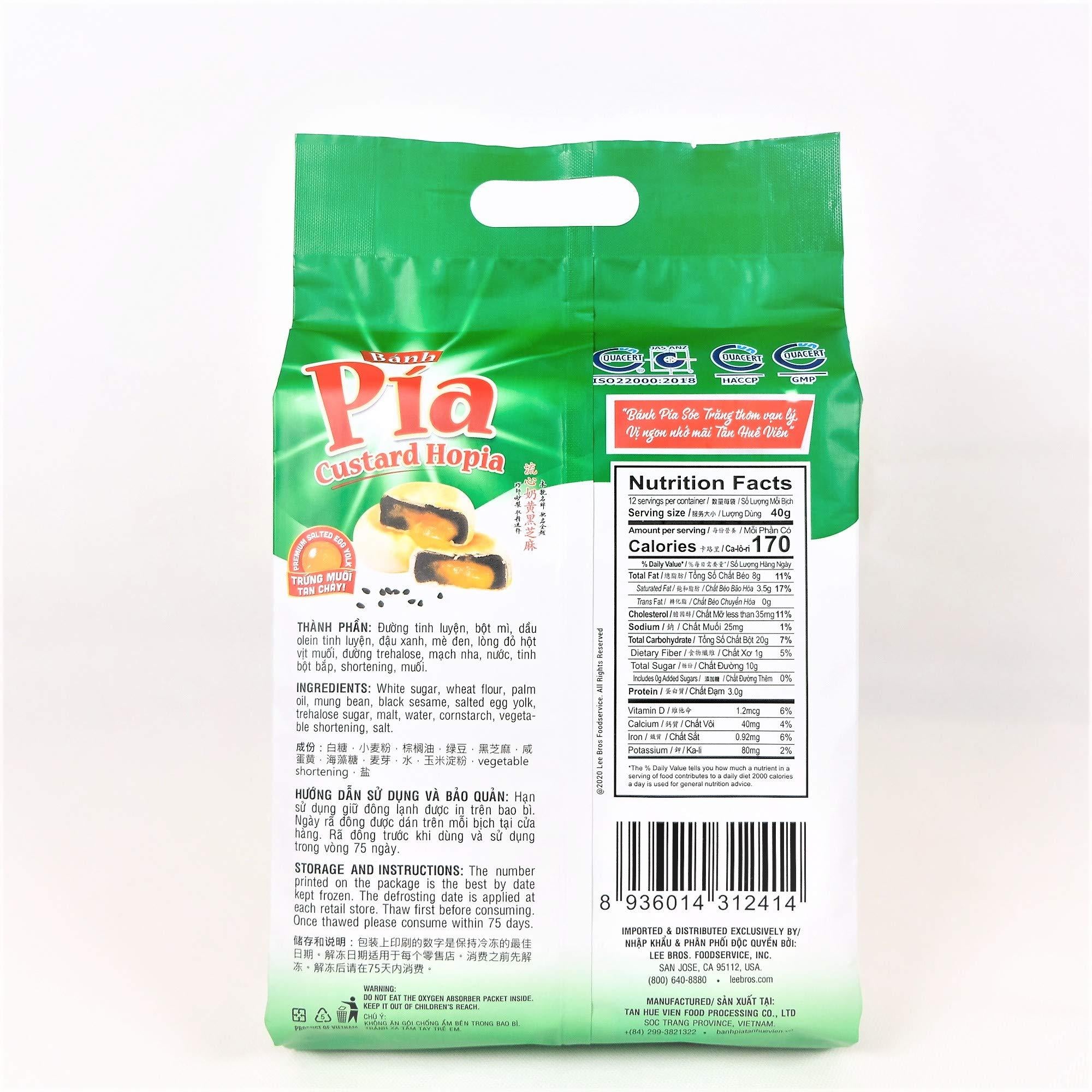 Banh Pia Pia Cake Lava Custard Hopia Cake Tan Hue Vien - Saigon Gourmet, Black Sesame, 16.8 Oz, [Pack of 1]