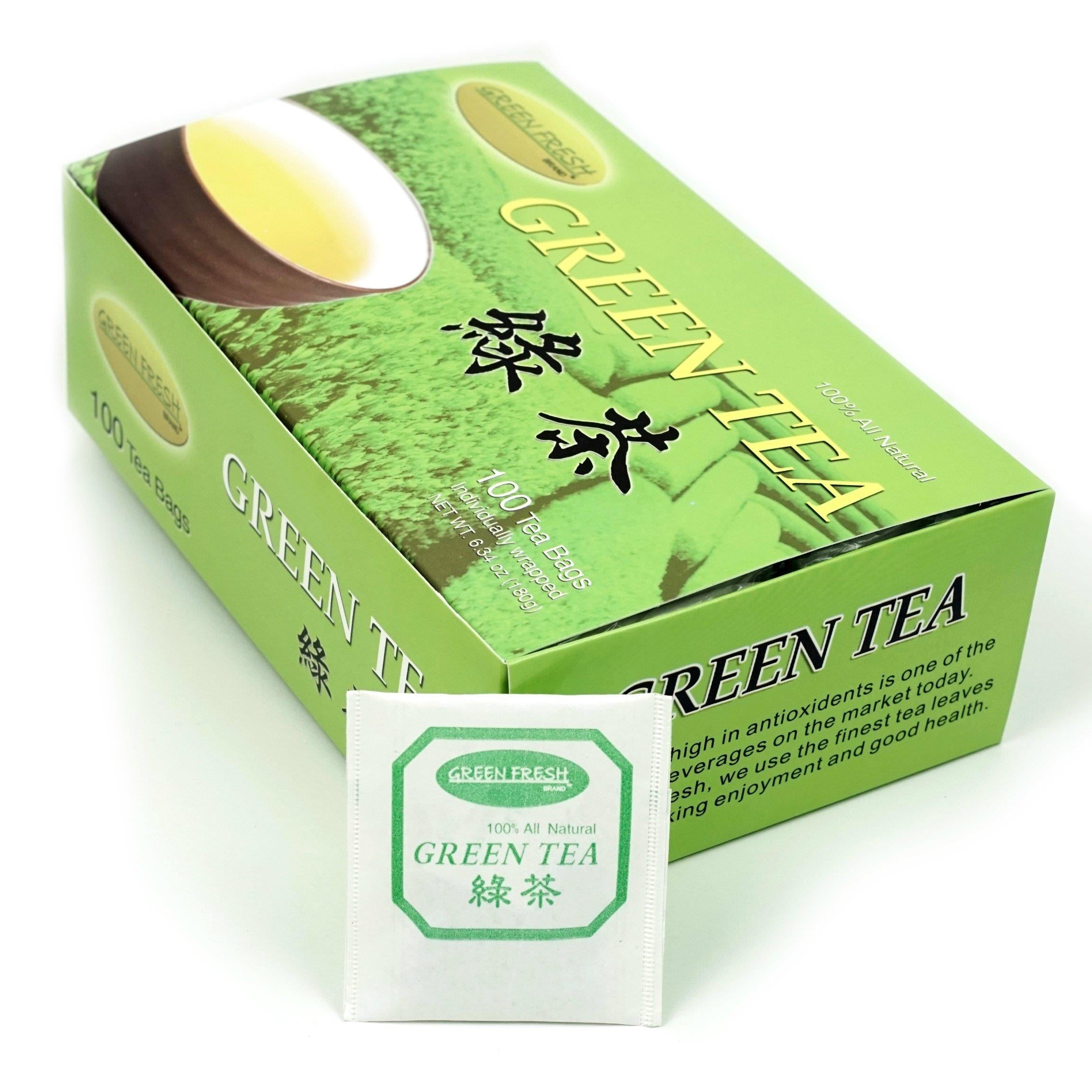 100% Natural Premium Green Tea, 100 Count Box of Tea Bags net wt 6.34 oz (180g)