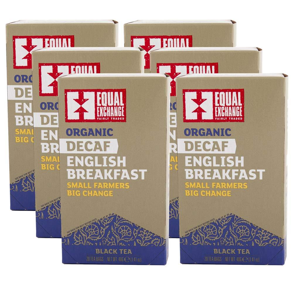 Equal Exchange Organic Decaf English Breakfast Tea, 20-Count (Pack of 6)