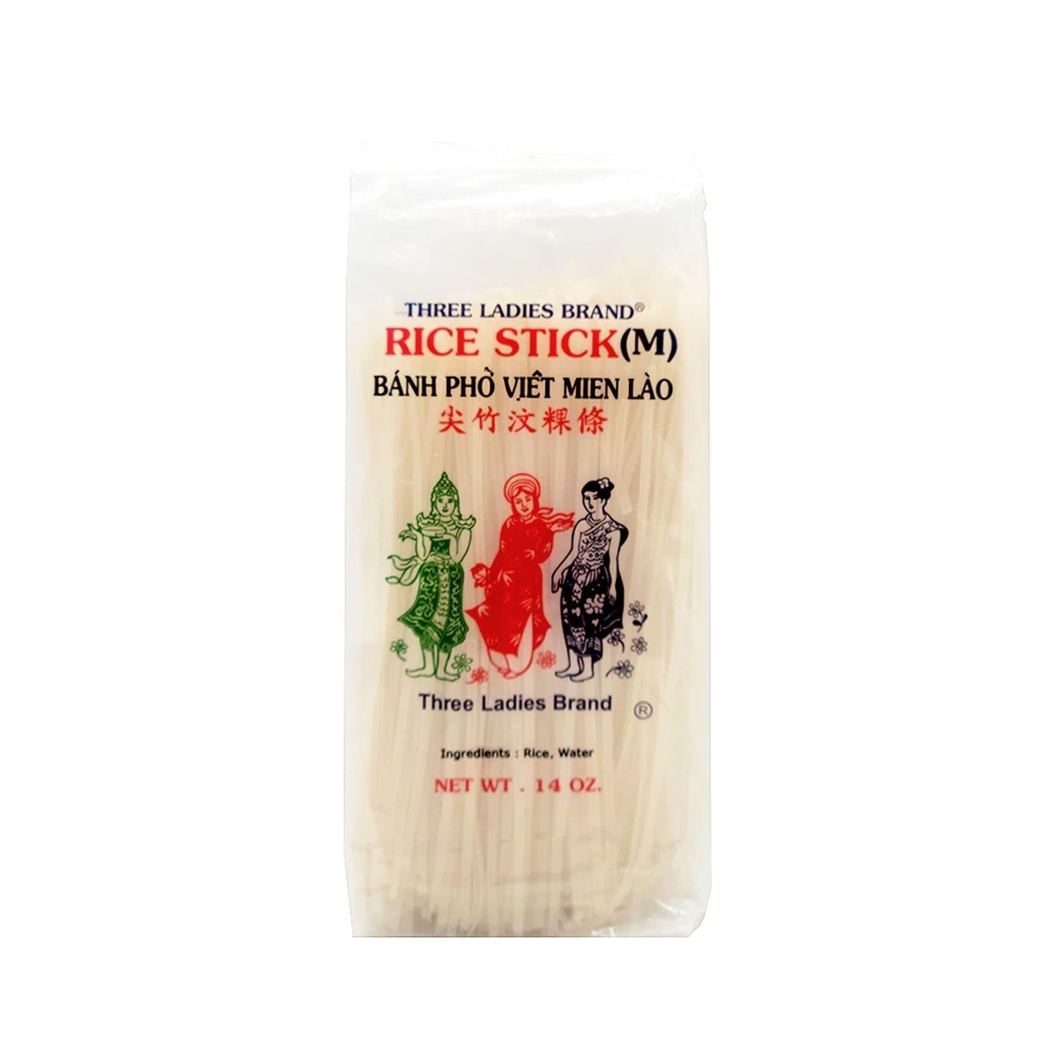 Three Ladies Brand Rice Stick Noodle - 14 Oz. (Pack of 3 Bags) - SET OF 2