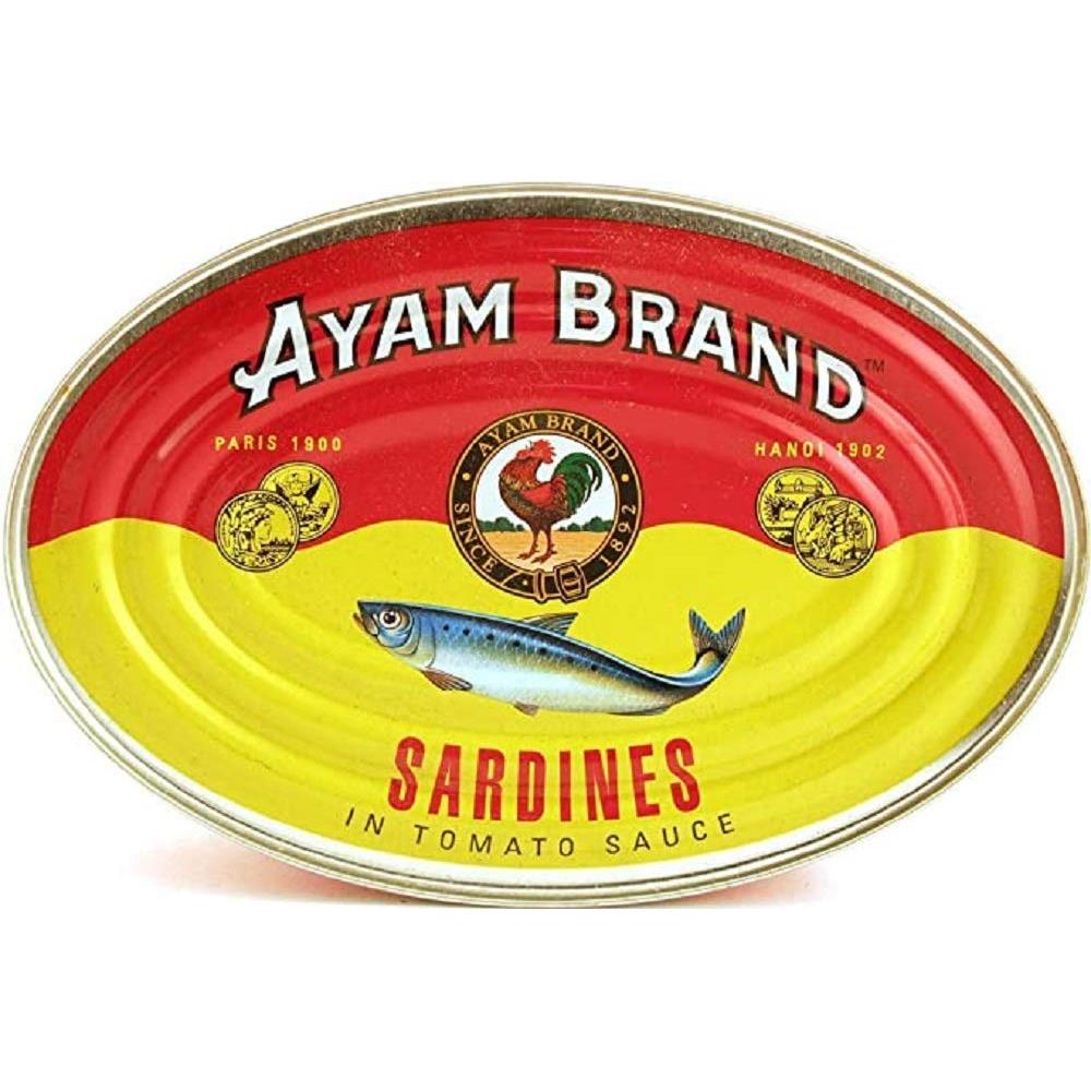 Ayam Brand Sardines in Tomato Sauce. 7.6oz (Pack of 6)