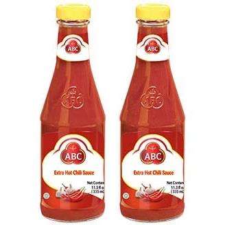 ABC Extra Hot Chili Sauce, Spicy Hot Sauce, Sambal Chili, Stir Dipping BBQ, Indonesian ABC Sauce, 11.3oz / 335ml (Pack of 2)