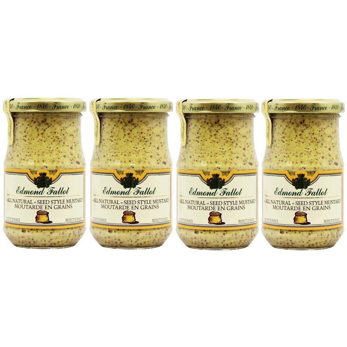 Edmond Fallot Mustard 4 Pack of All Natural Seed Style (7 Ounces per Bottle)
