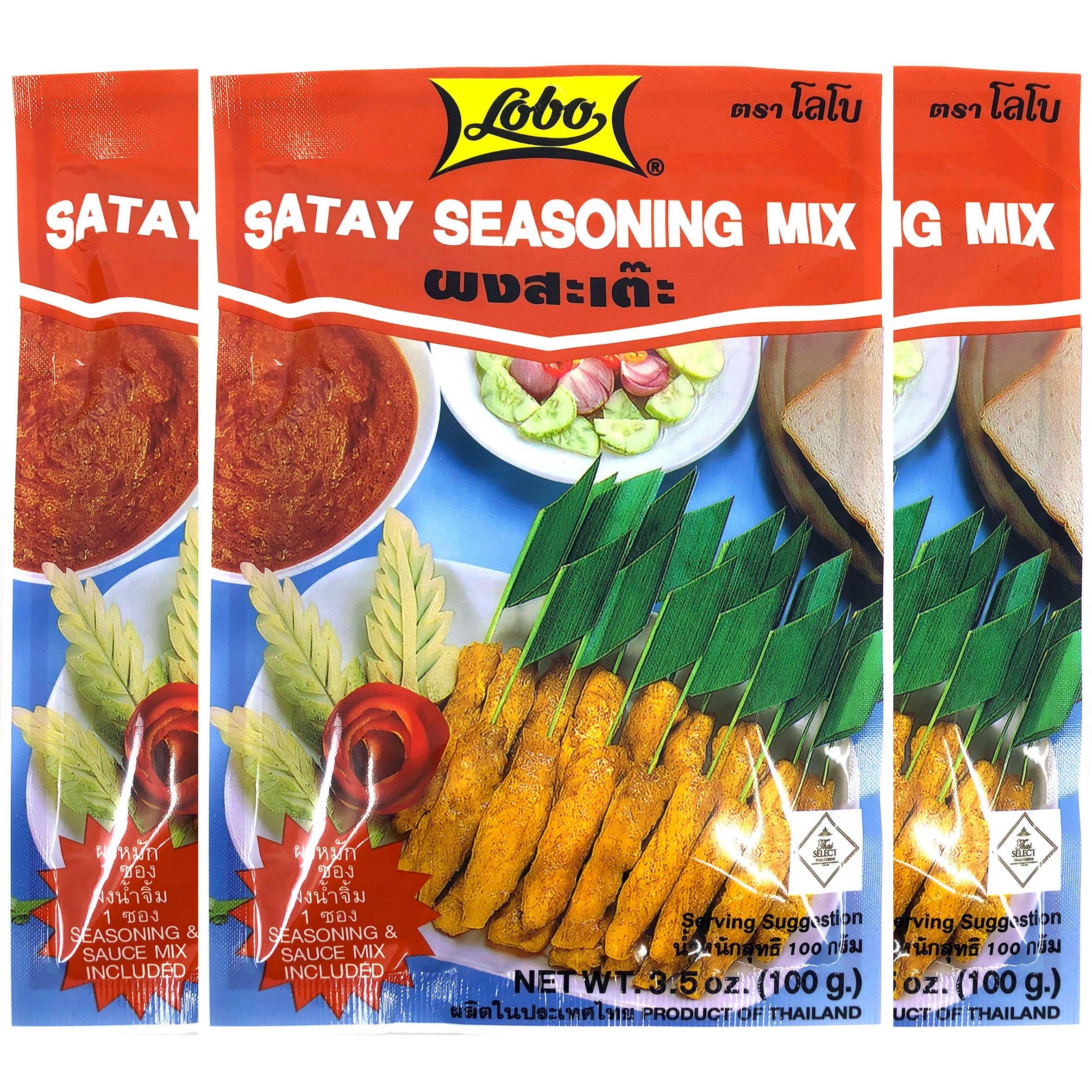 Lobo Thai Satay Seasoning Mix (Marinate Seasoning & Peanut Sauce Mix), Pack of 3