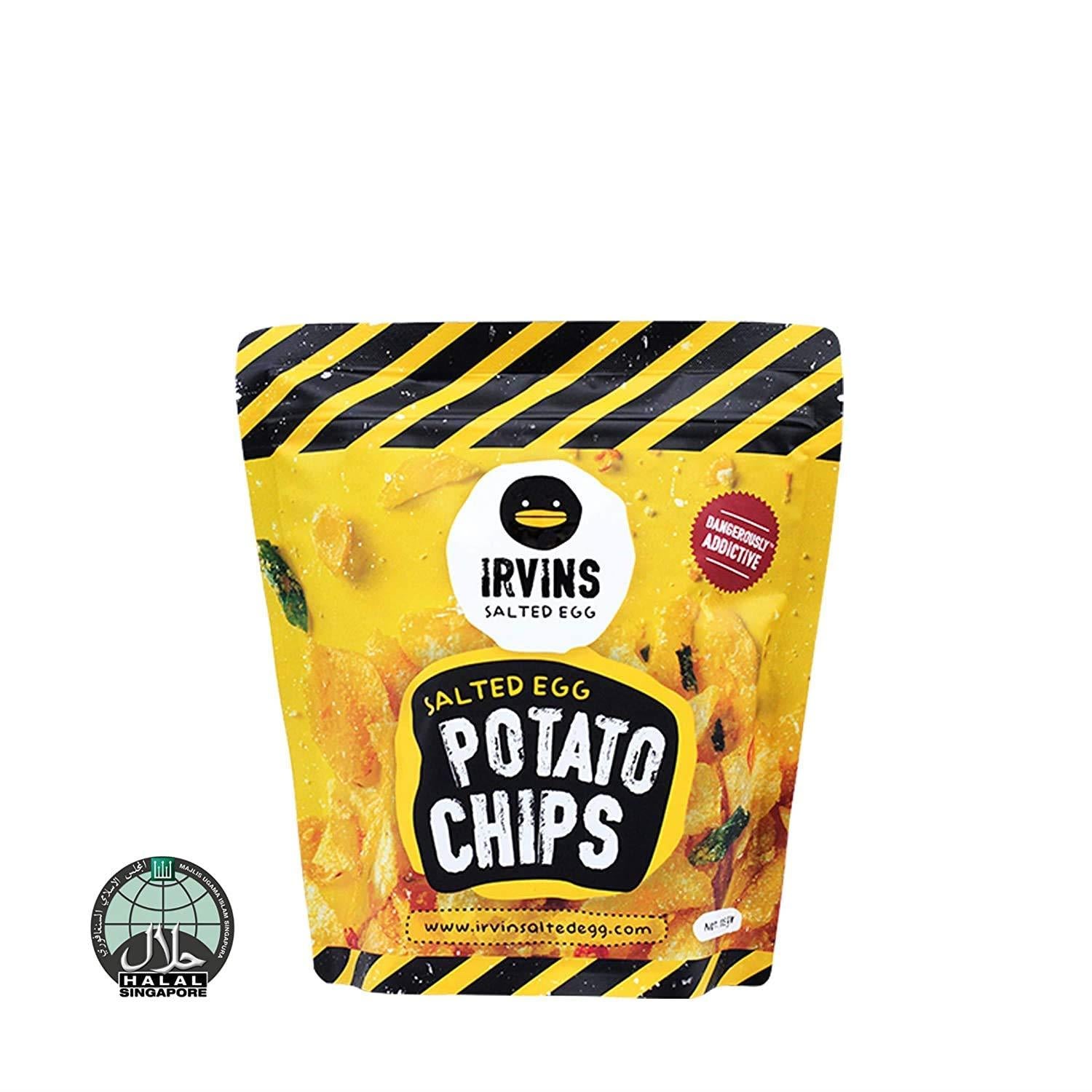 IRVINS Dangerously Addictive Salted Egg Chips Crisps Snacks (Salted Egg Potato, 105g -3 Bag)