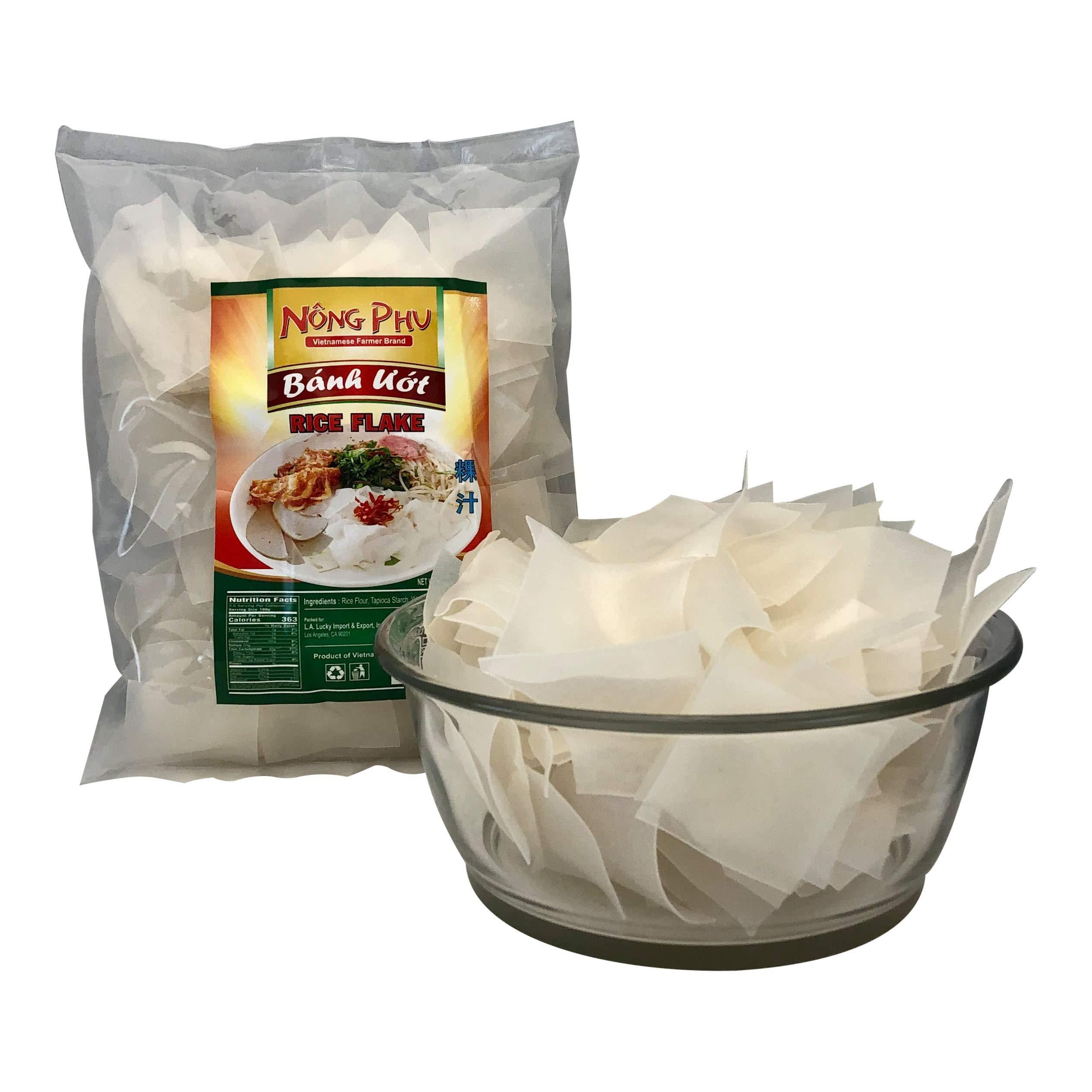 Nong Phu Rice Flakes Dry Pasta Rice Noodles, Gluten Free, 8.8 Ounce Package [Pack of 2]