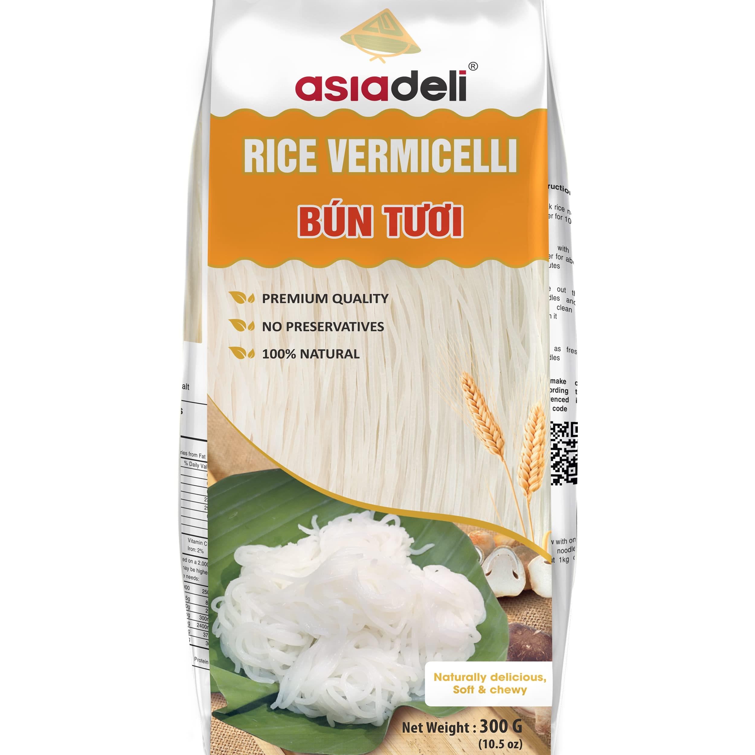 Asiadeli Rice Vermicelli, Premium Rice Noodles, Vietnamese Bun Tuoi for Asian Food - 10.5 oz. (Pack of 1 Bag)