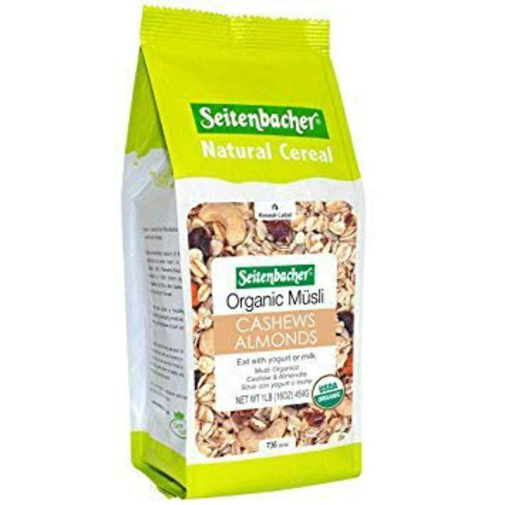 Seitenbacher Muesli #21 Organic Oat and Barley Muesli with Cashews and Almonds, Wheat Free, 3 pack 16-Ounce bag, made in Germany