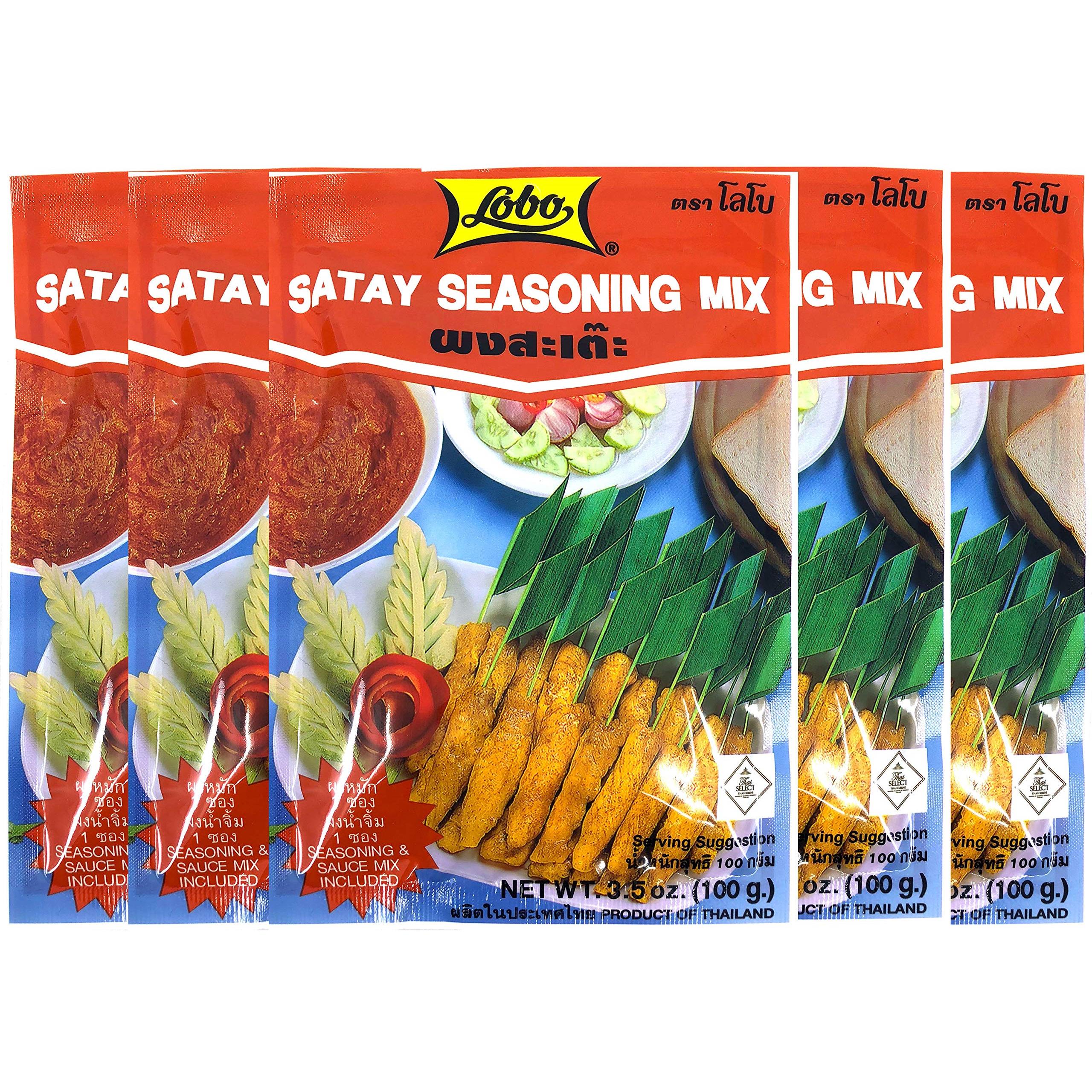 Lobo Brand Thai Satay Mix (Peanut Sauce) 3.5 Oz Each - 5 Packs