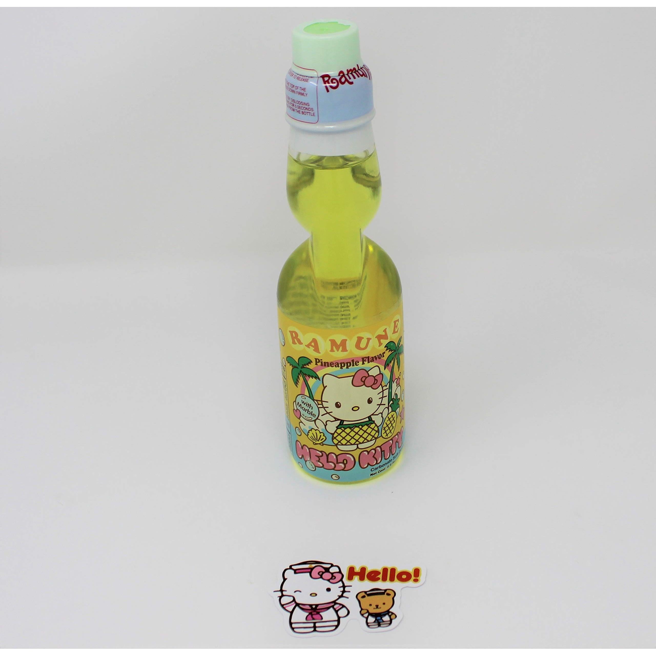 Hello Kitty Ramune Flavored Soda Drinks Variety 6.6 Fl Oz (Pineapple)