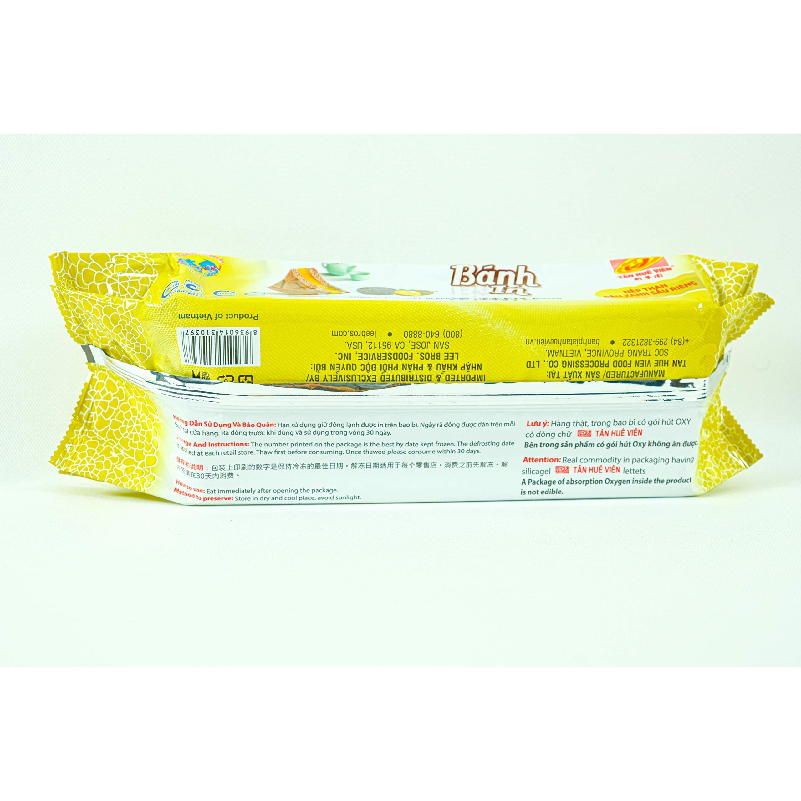 Banh In Viet Nam Nep Than Snow Flake Cake Tan Hue Vien - Saigon Gourmet, Black Rice, Mung Bean & Durian Flavor, 12.7 Oz, [Pack of 1]