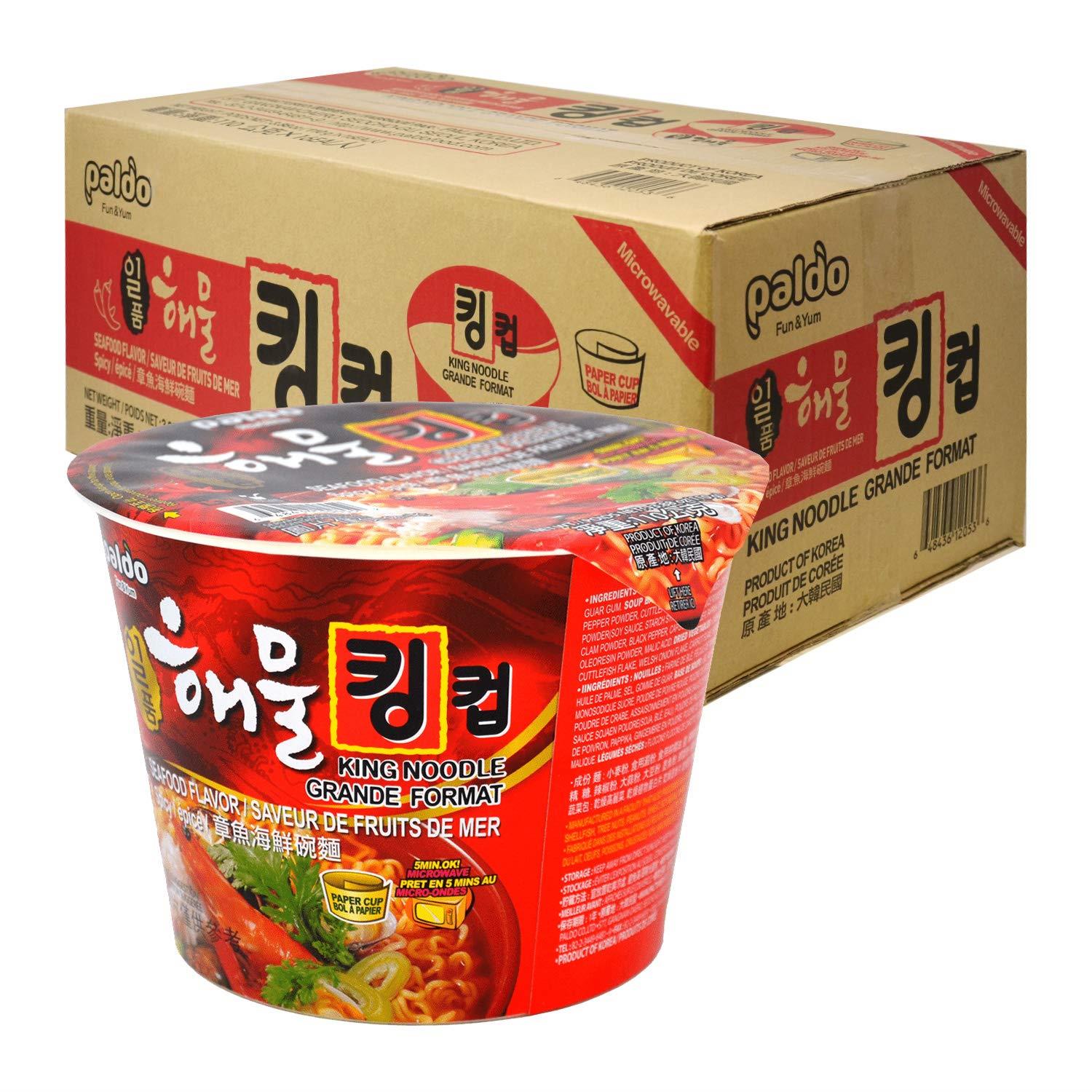 Paldo Fun & Yum Il Poom Seafood Instant Big Cup Noodles with Spicy Seafood Based Broth, Best Oriental Style, Original Korean Ramyun Bowl, K-Food, 일품 해물라면 킹 컵 110g (3.88 oz) x 6 Pack