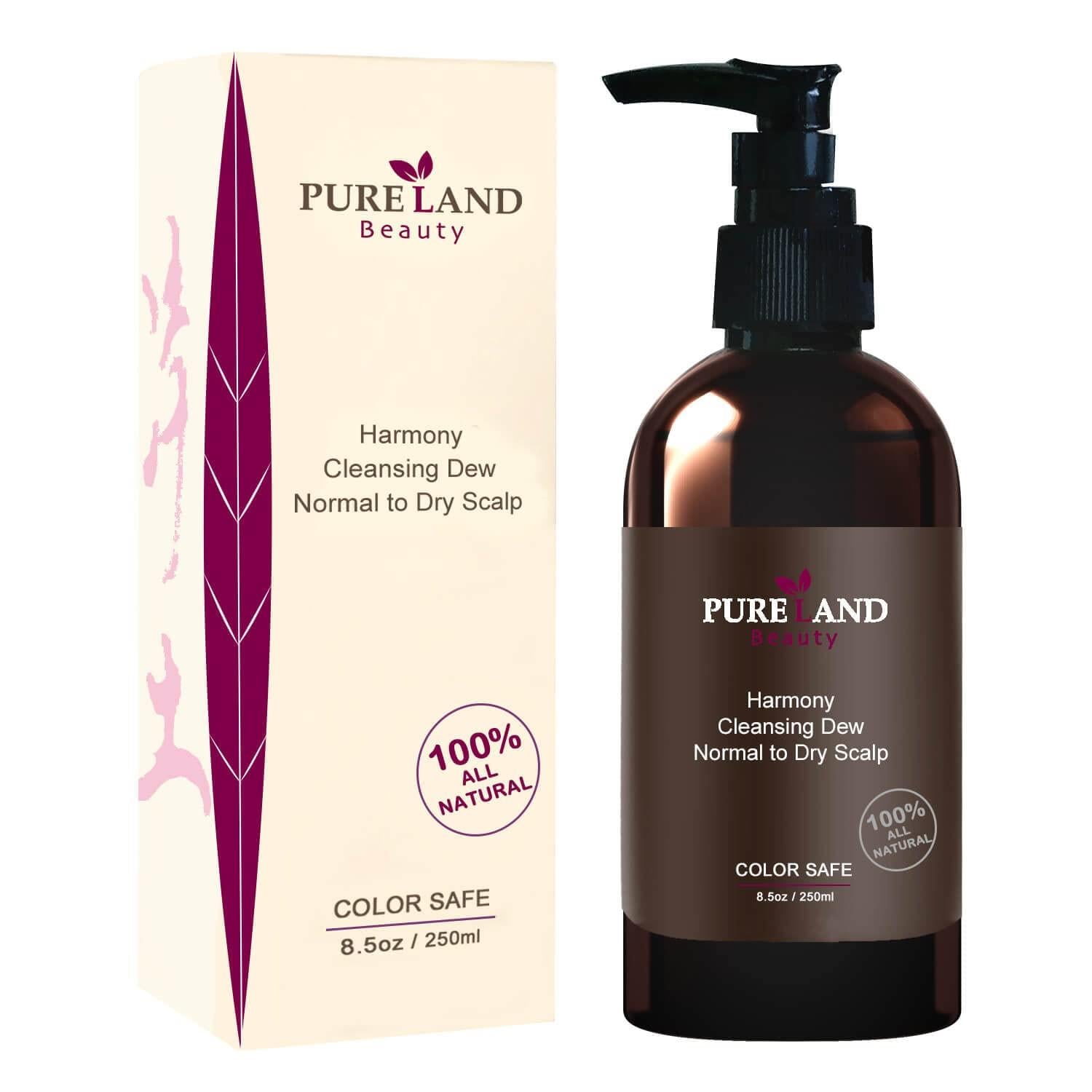 Pureland Beauty Harmony Cleansing Dew, Save Your Scalp and Hair - 100% All Natural Hair Shampoo for Normal to Dry Scalp - Provide Your Hair Healthy Growth - 8.5 fl oz..