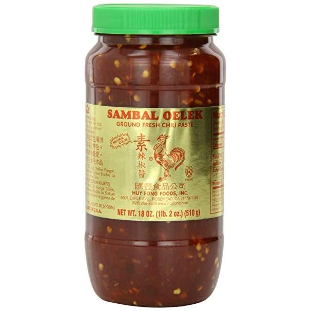 Huy Fong Sambal Oelek Ground Fresh Chili Paste (Large 18 oz Jars) 2 Pack
