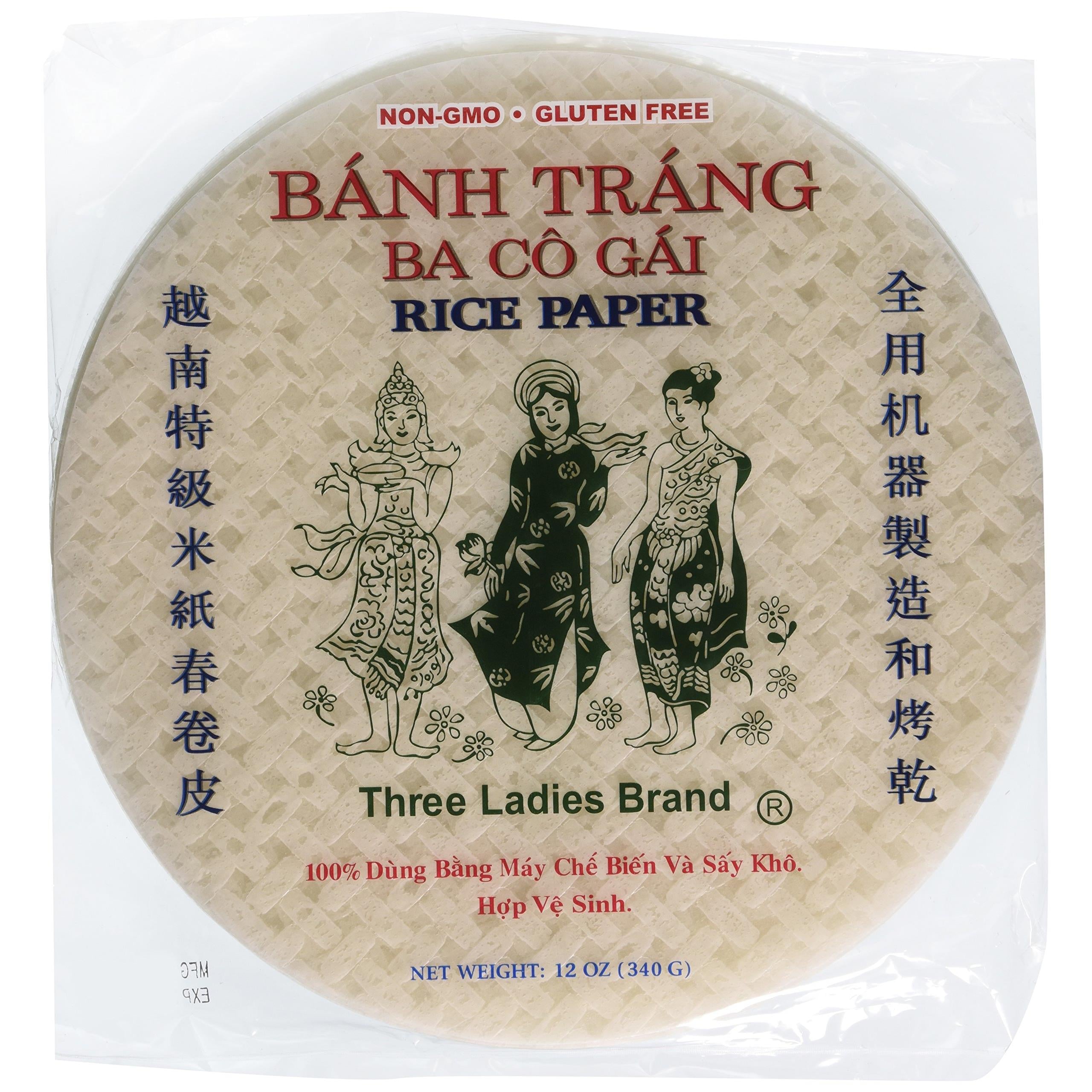 Three Ladies Spring Roll Rice Paper Wrappers (Round 22cm 3pks)